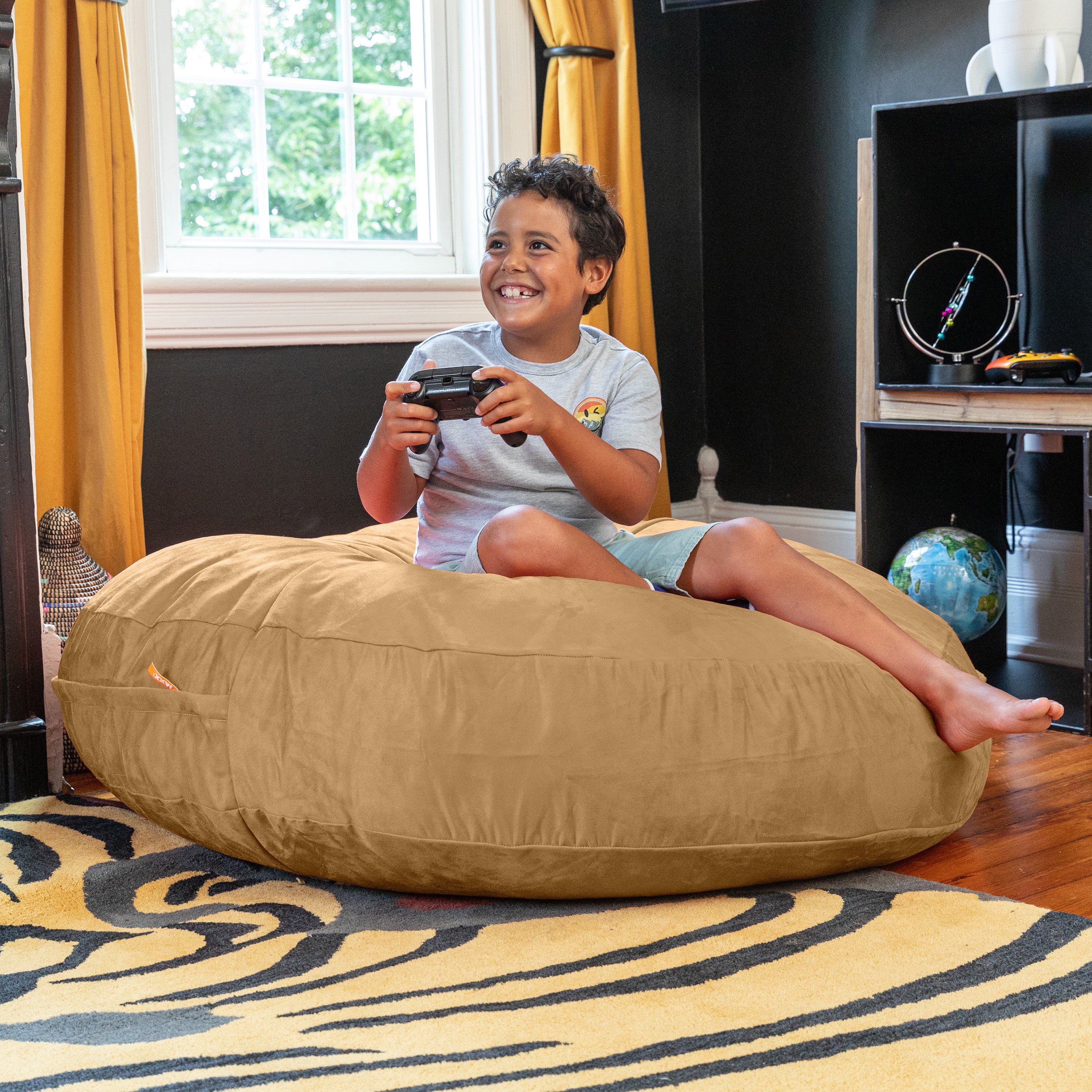 Jaxx Cocoon 4 Foot Bean Bag Chair and Crash Pad, Camel