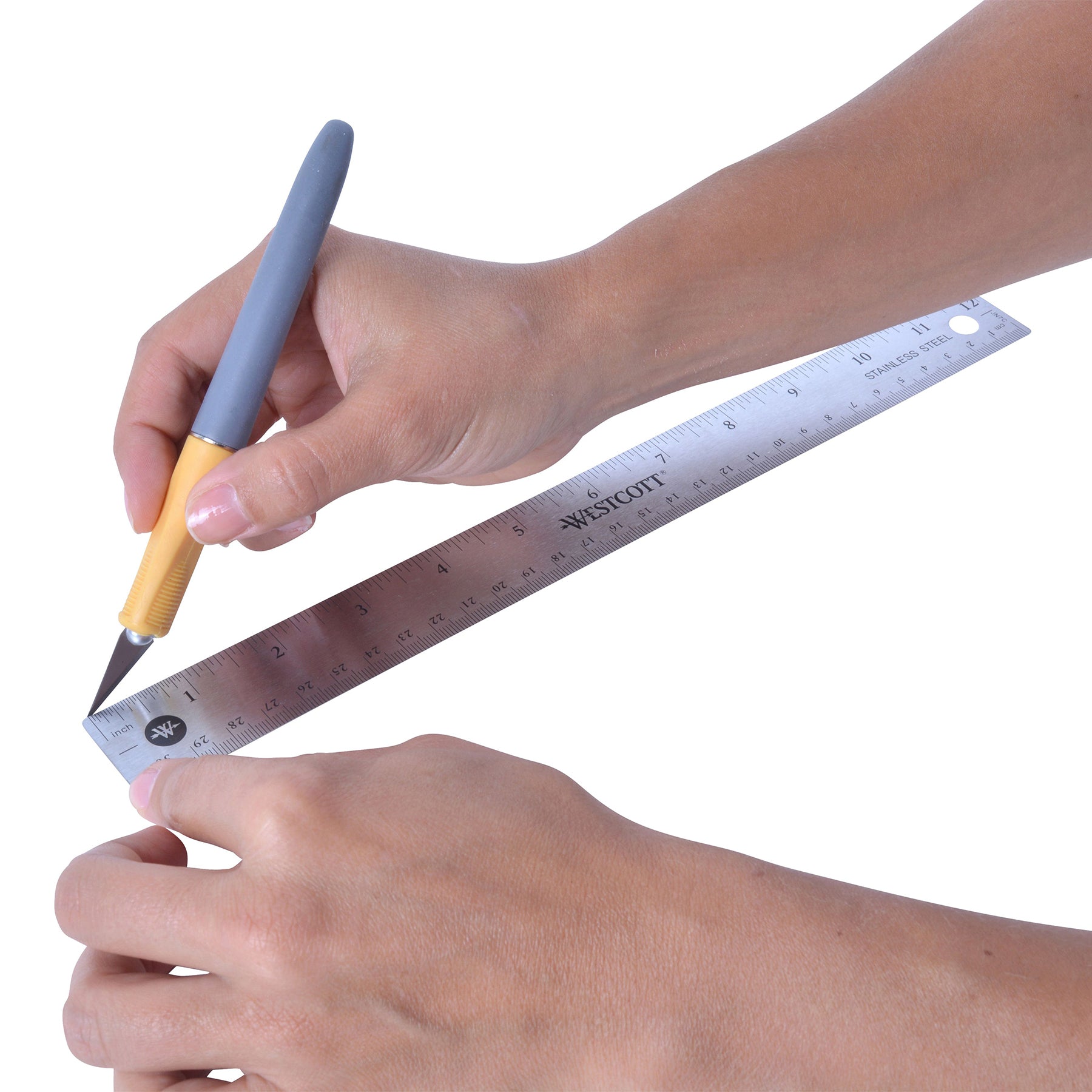 12" Stainless Steel Office Ruler With Non Slip Cork Base