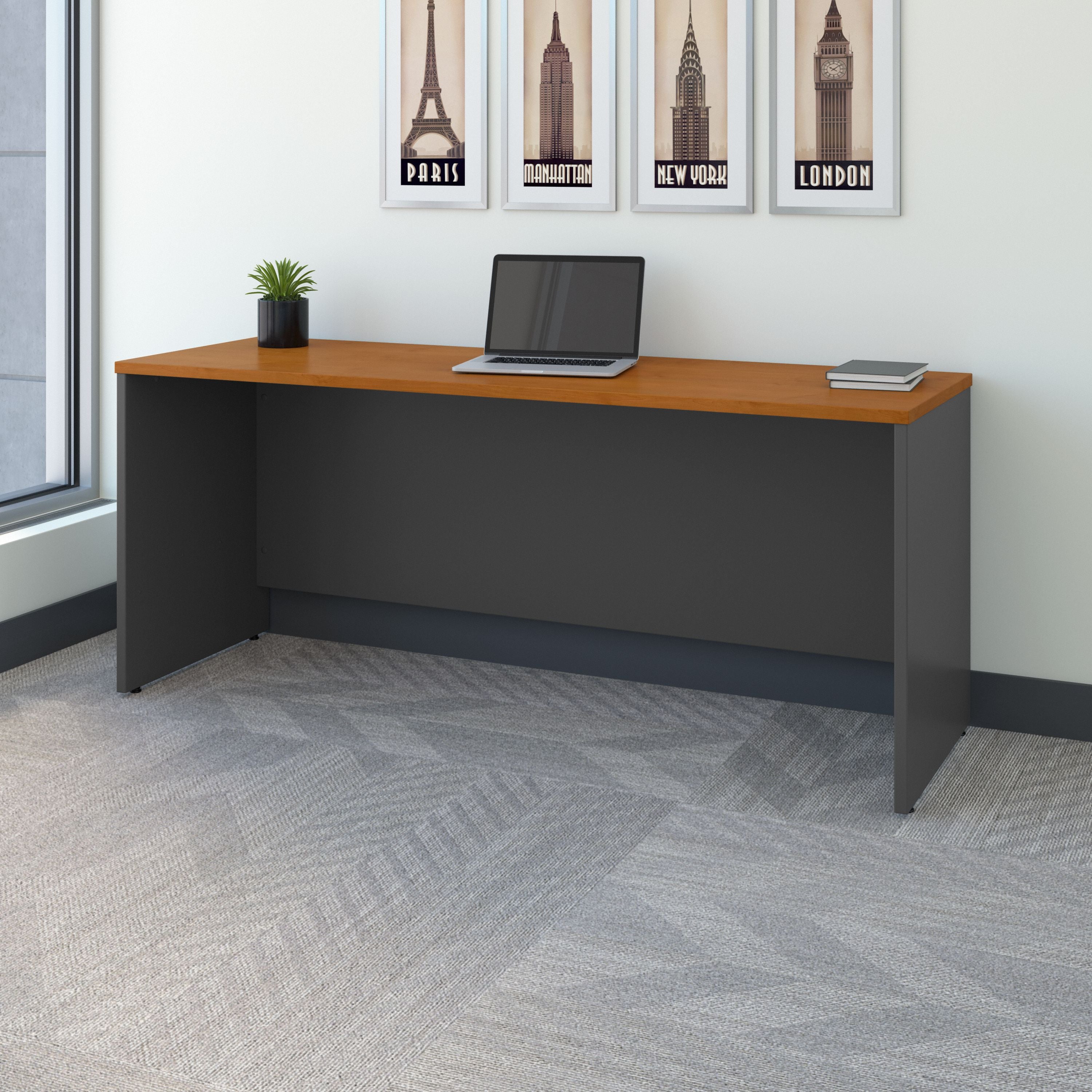 Bush Business Furniture Series C 72W x 24D Credenza Desk in Natural Cherry - 71.02" Width x 23.35" Depth x 29.84" Height