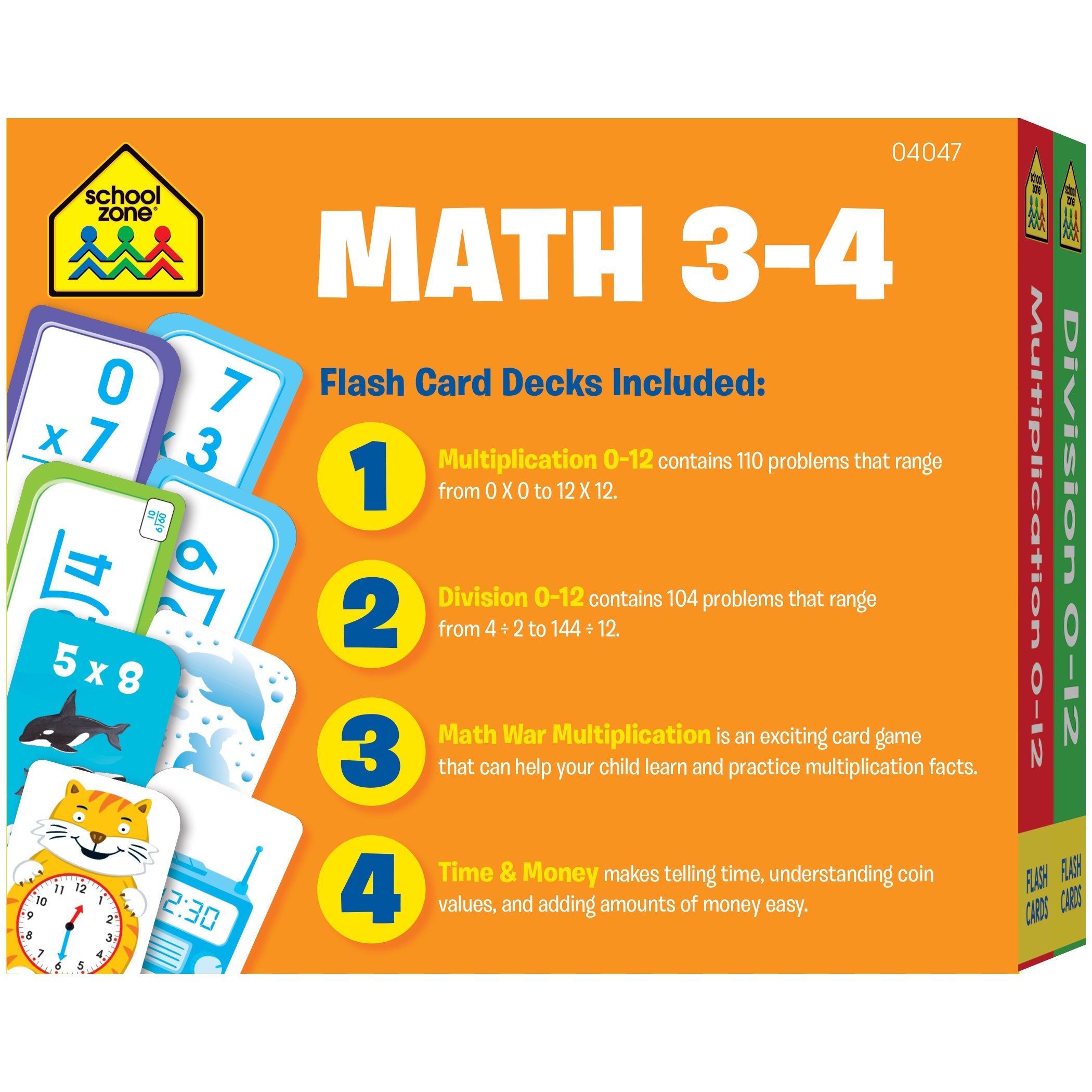 Math 3-4 Flash Card, 4-Pack