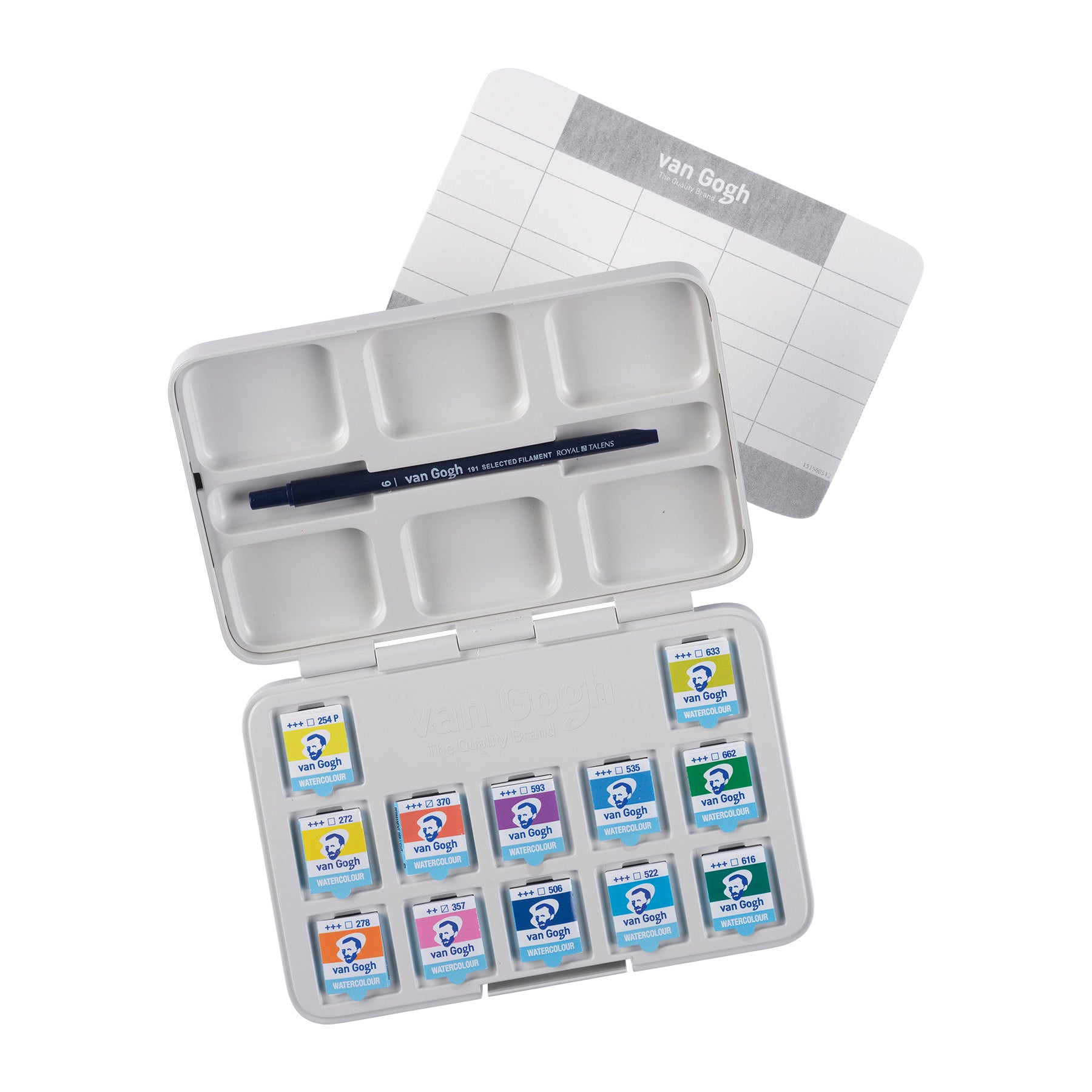 Watercolor Plastic Pocket Box, 12 Pan Vibrant Color Selection