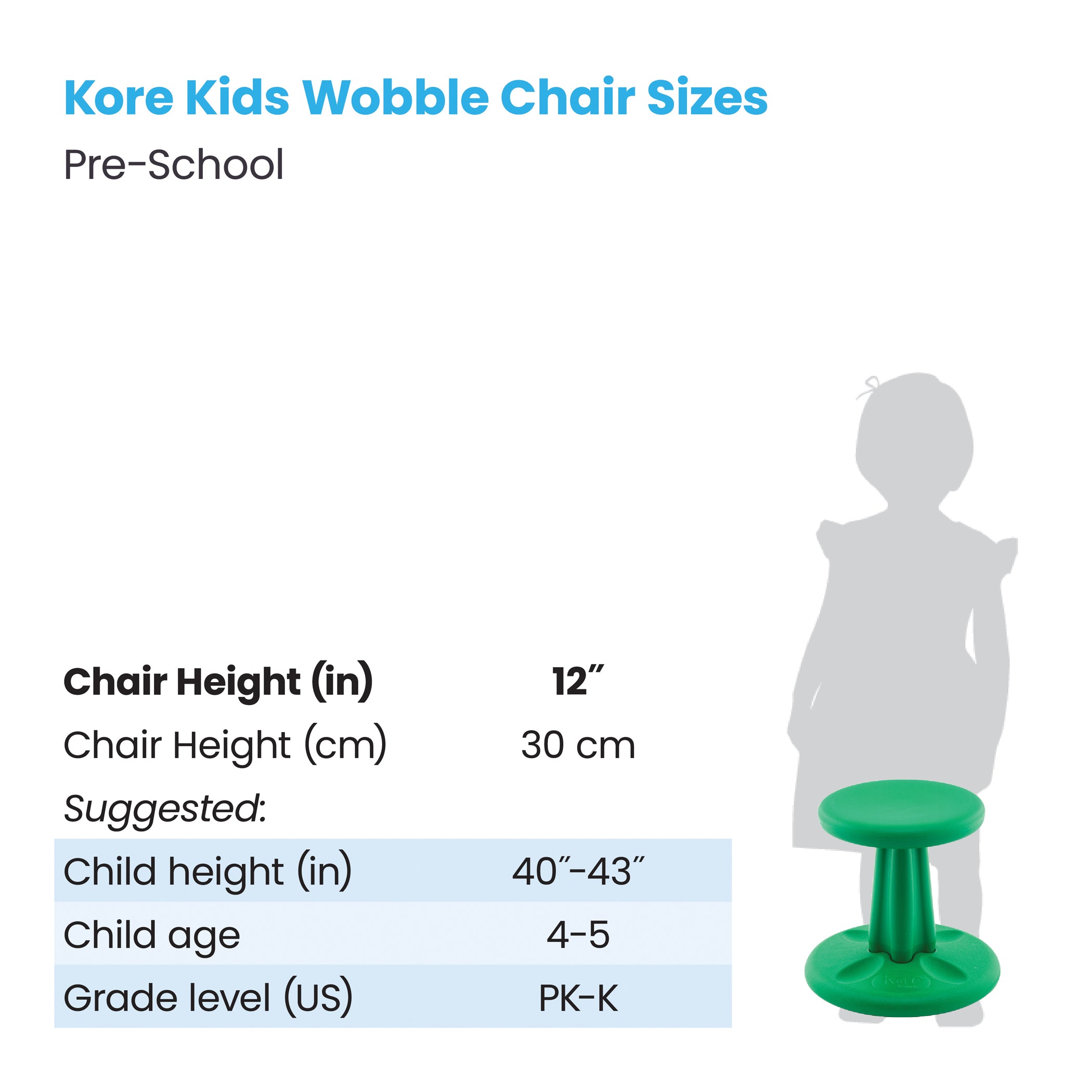 Pre-School Wobble Chair 12", Green
