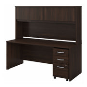 Bush Business Furniture Studio C 72W x 30D Office Desk with Hutch and Mobile File Cabinet in Black Walnut - 71.02" Width x 29.37" Depth x 65.84" Height