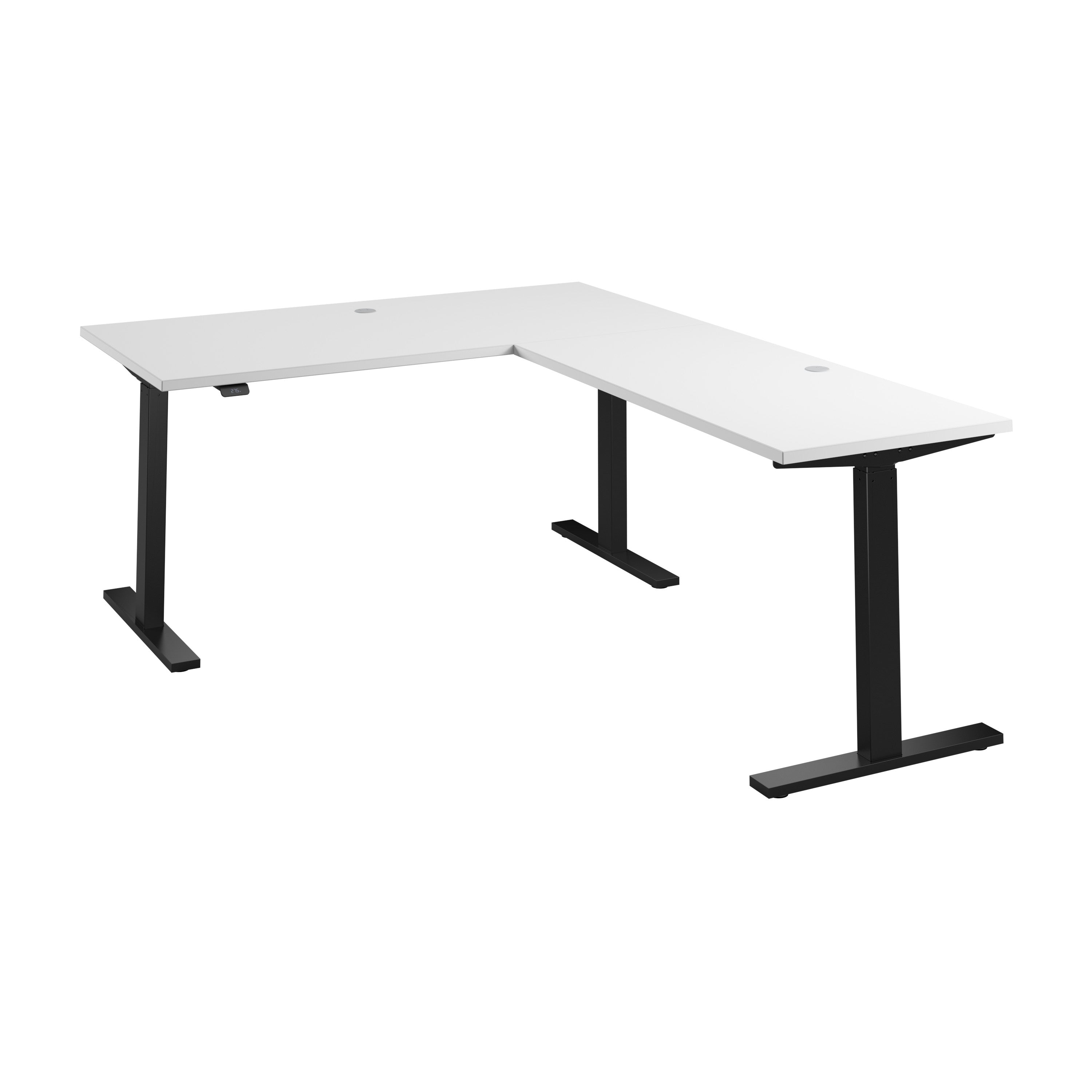 Bush Business Furniture Move 60 Series 60W Height Adjustable L Shaped Standing Desk in White with Black Base - 59.45" Width x 76.97" Depth x 27.44" Height