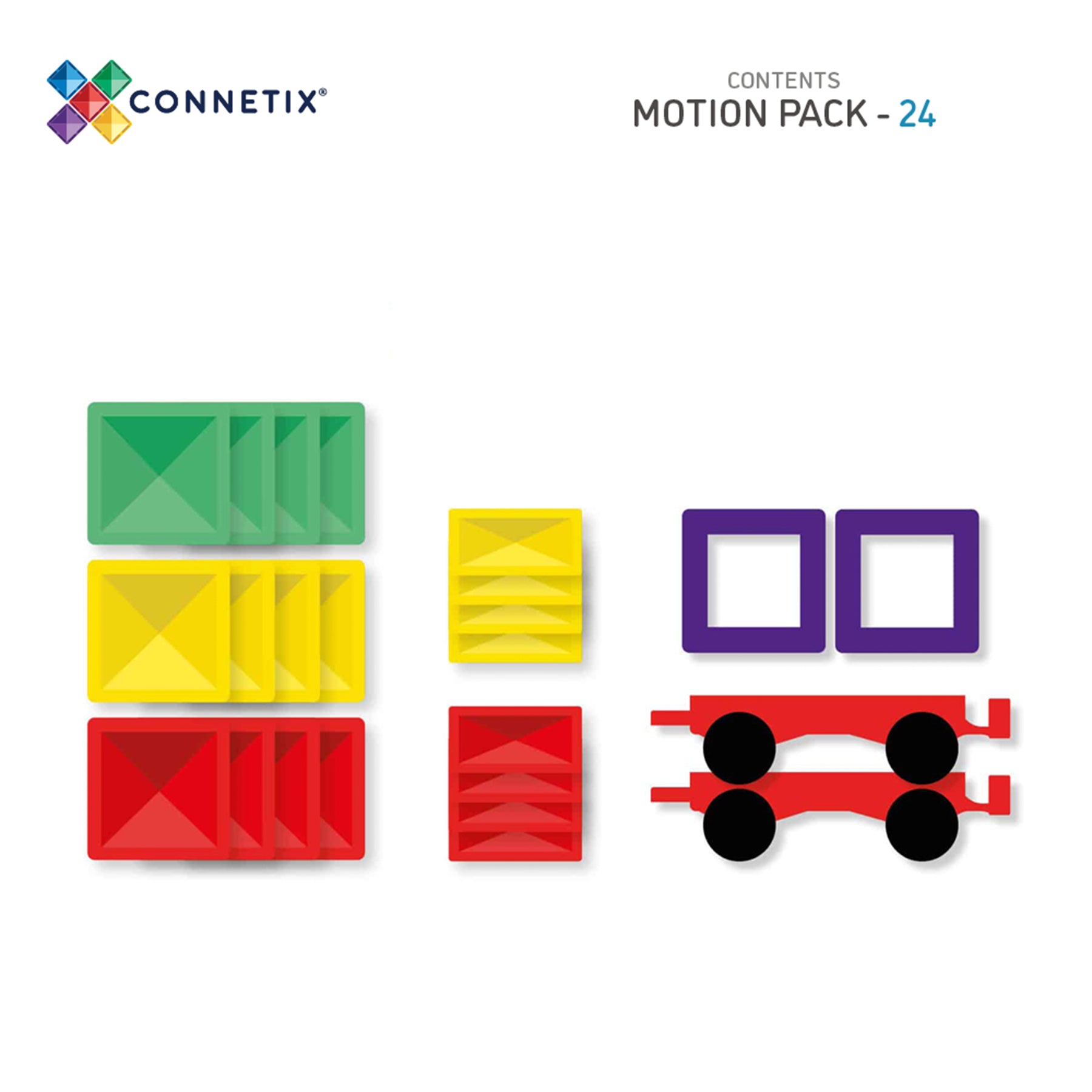 Magnetic Tiles Rainbow Motion Pack, 24 Pieces
