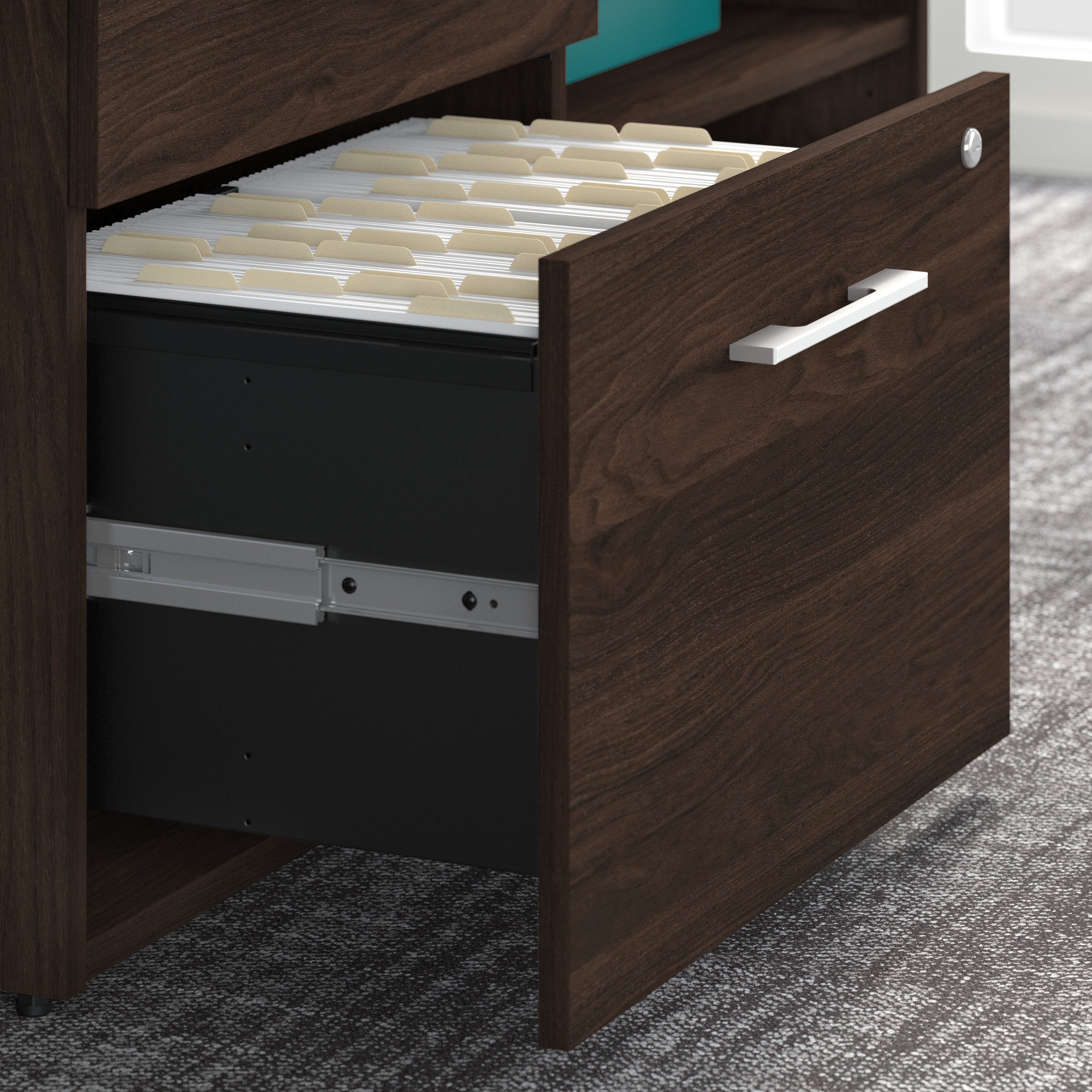 Bush Business Furniture Office 500 72W x 36D Executive Desk with Drawers, Lateral File Cabinets and Hutch in Black Walnut - 71.02" Width x 35.43" Depth x 70.09" Height