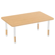 30" x 48" Rectangle Thermofused Activity Table with Adjustable Chunky Wood Legs - Maple Grain/White/Natural