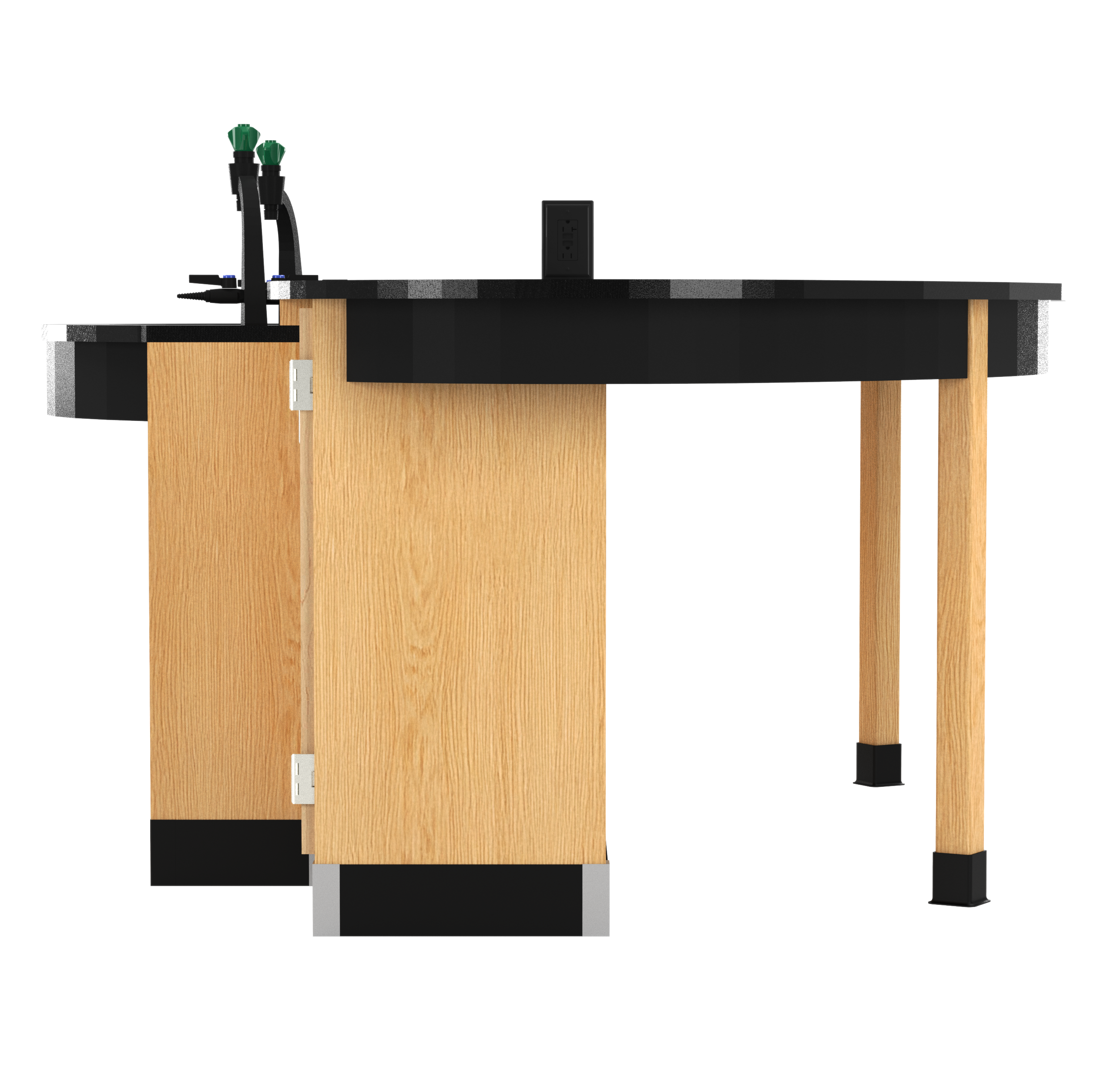 Interface Workstation,Epoxy Tops,Unicast Knob Handle Fixtures,Oak,Black Metal