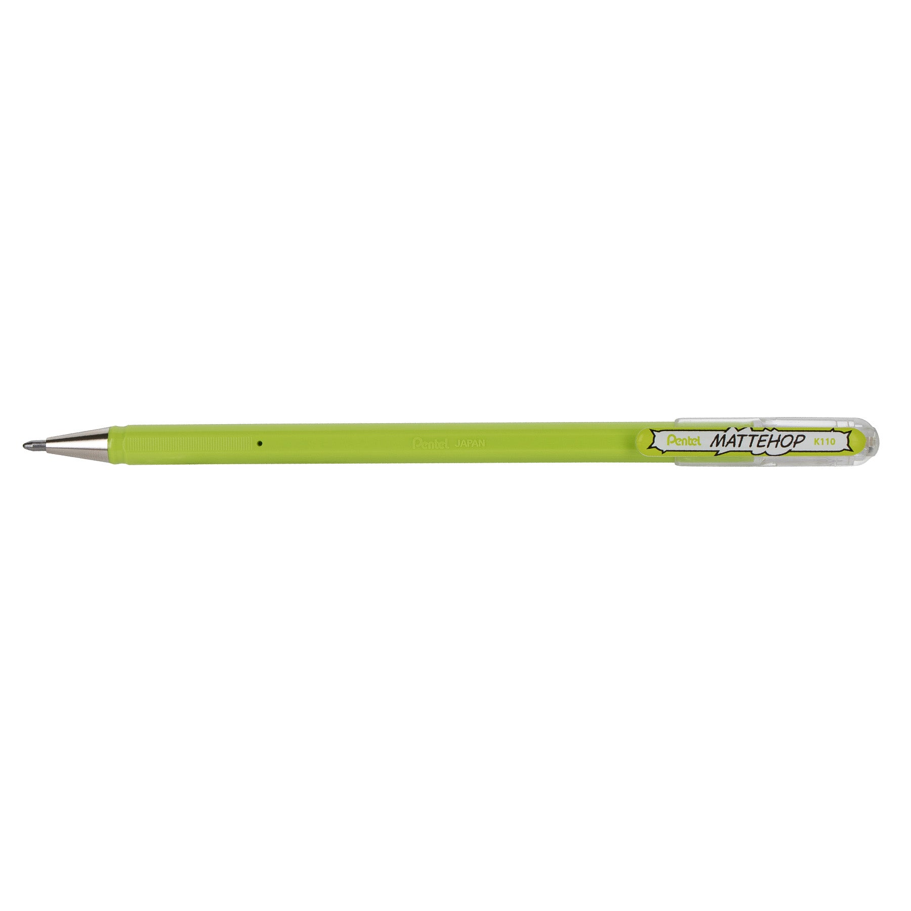 Hybrid MATTEHOP Gel Roller, 1.0mm, Matte Yellow Green Ink, Pack of 12