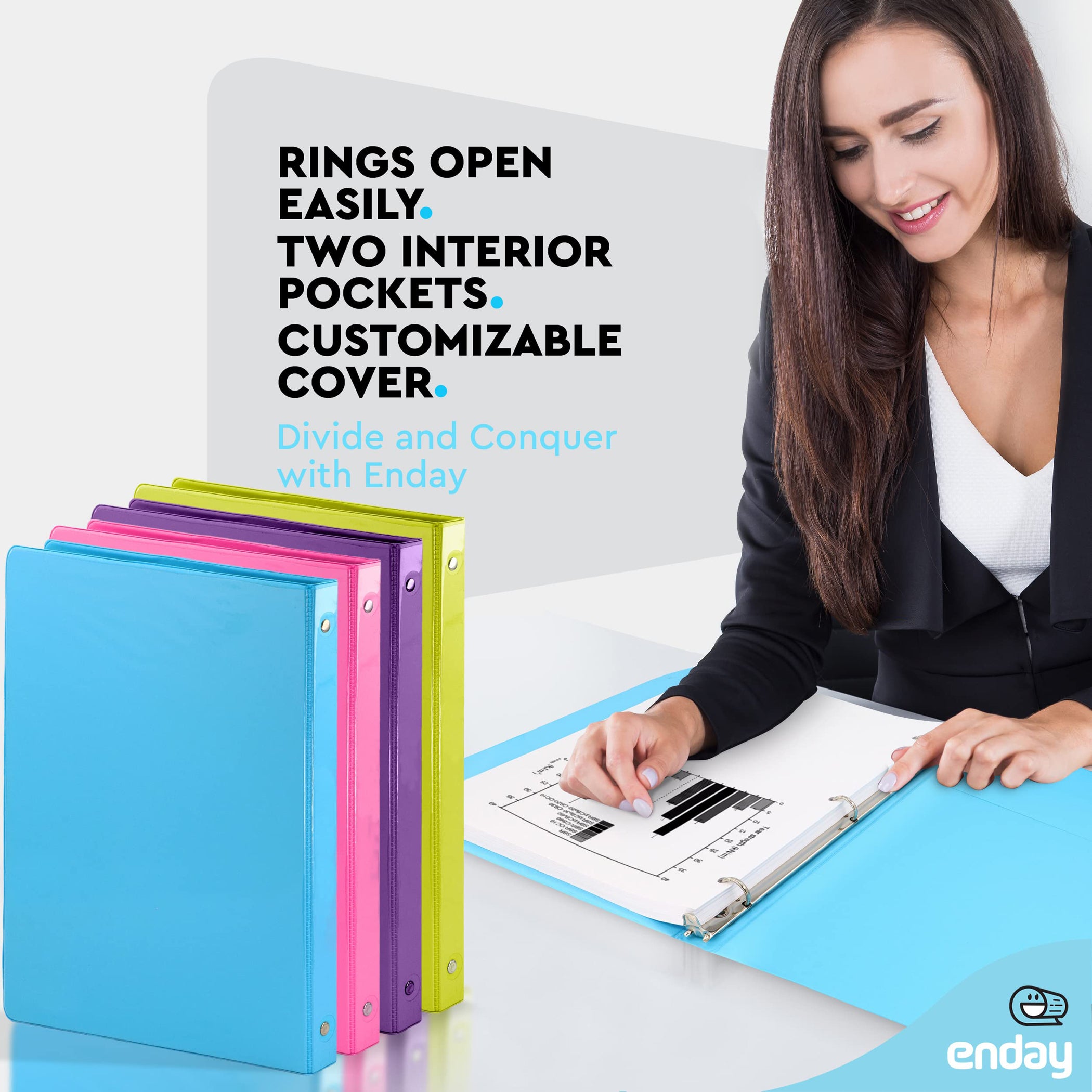 3-Ring View Binder, O-Ring, Assorted Colors, 1/2 Inch, Pack of 4