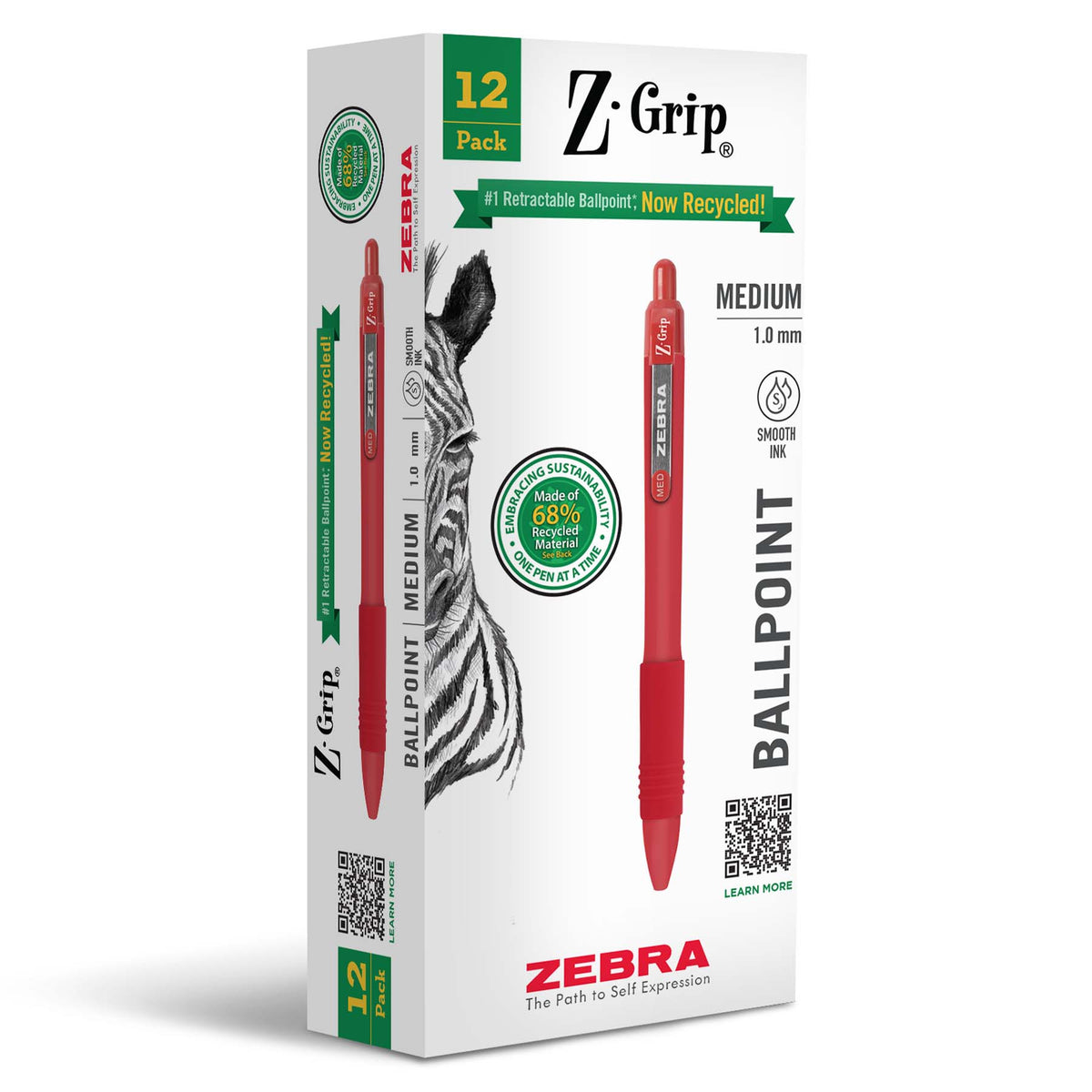 Z-GRIP RETRACT BALL 1.0MM RED 12CT
