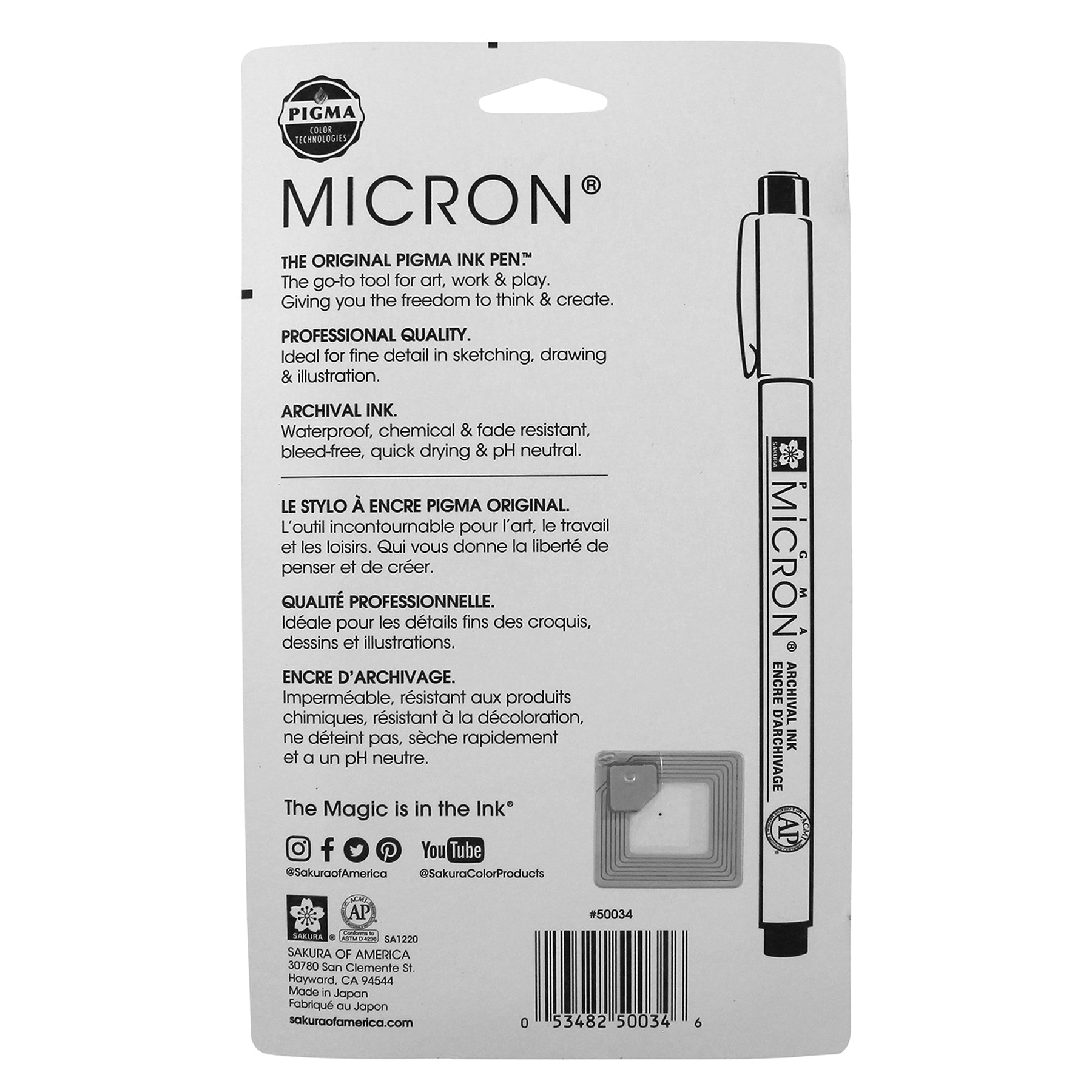 Pigma Micron Pens, Black, Size 005, 6-Pack, Blister Card