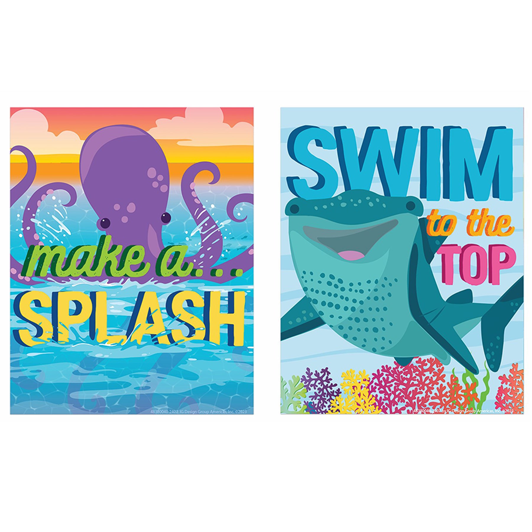 Seas the Day Motivational Mini Poster Set, 8 Posters