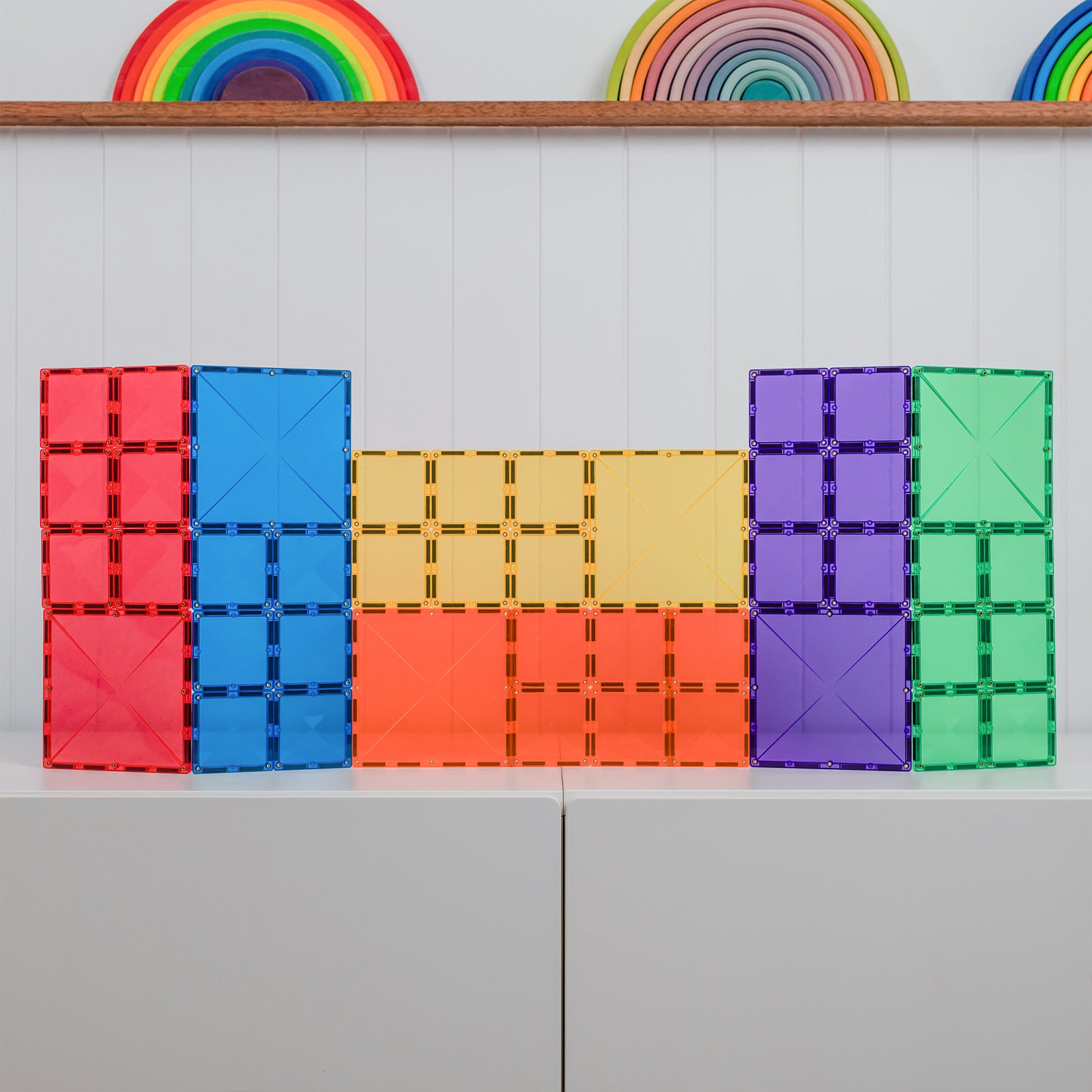 Magnetic Tiles Rainbow Square Pack, 42 Pieces
