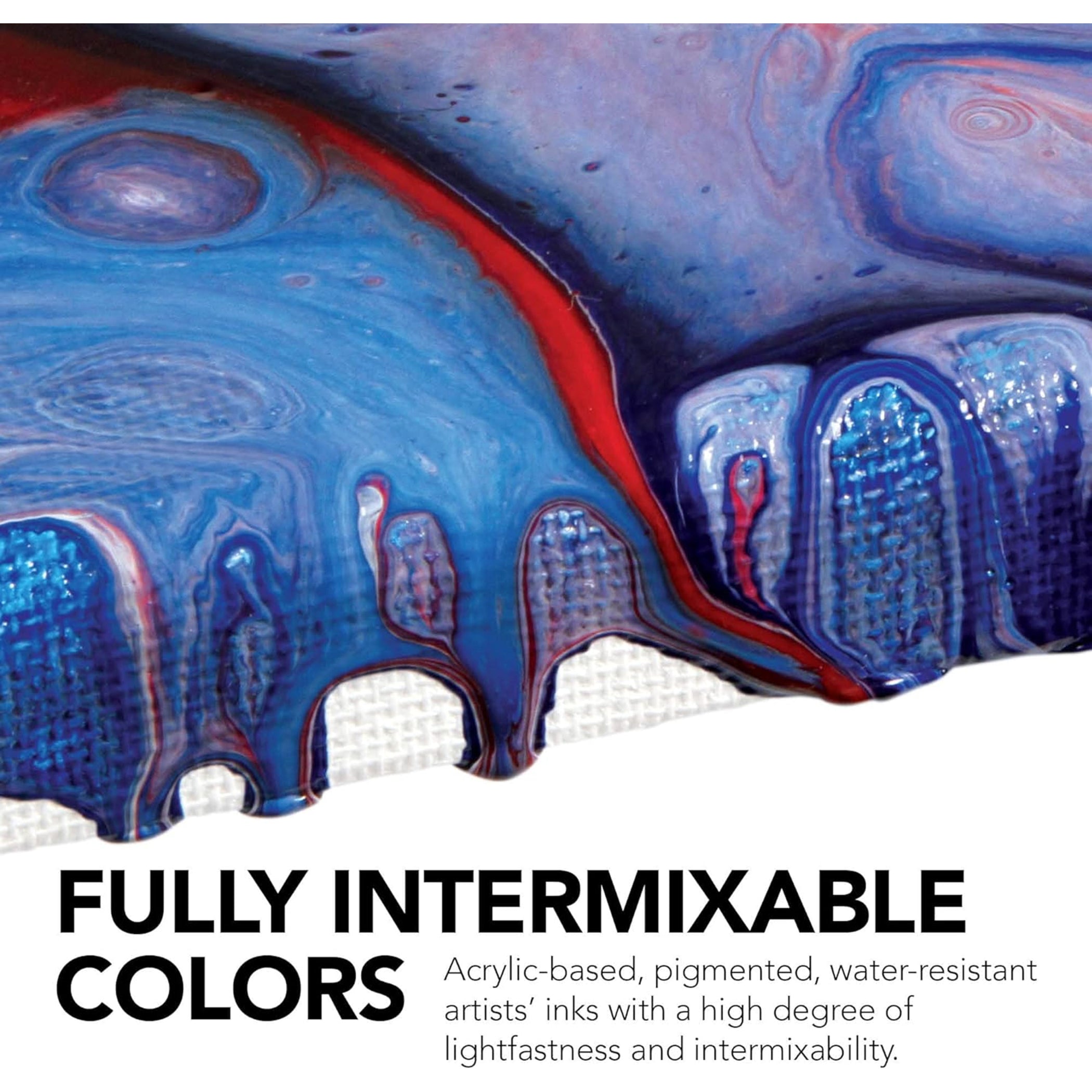 FW Acrylic Ink Pouring Set, Assorted Colors with Pouring Medium, 29.5ml, 4 Pieces