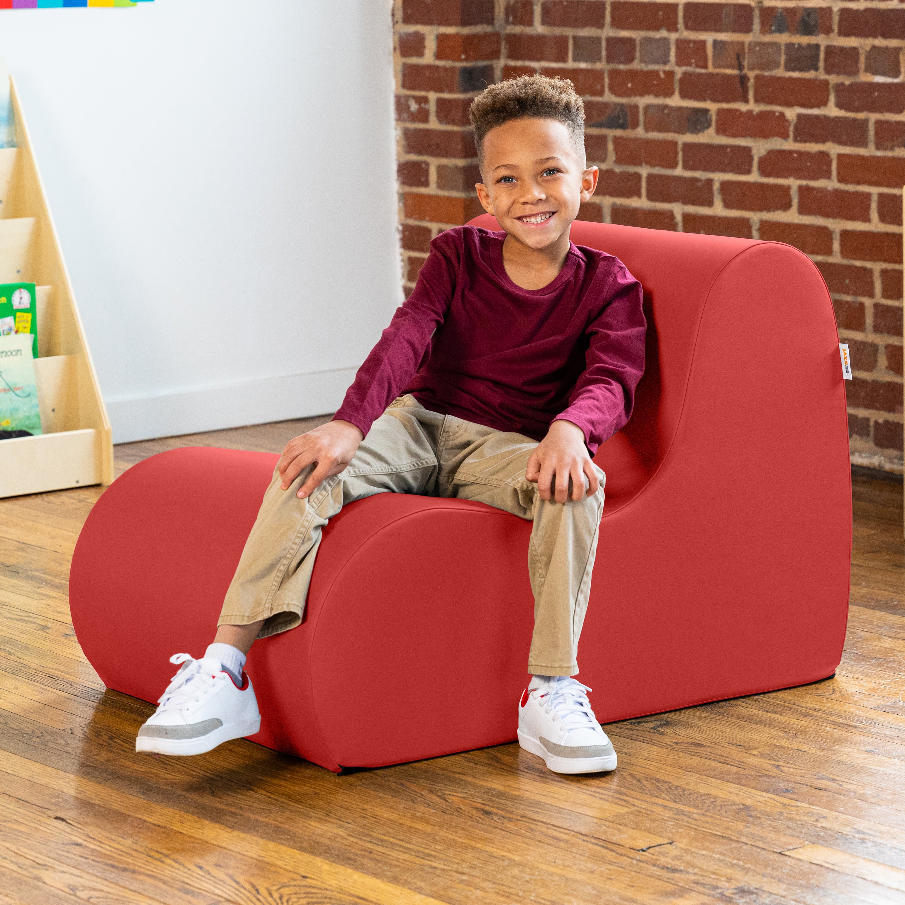 Jaxx Midtown Medium Classroom Soft Foam Chair - Premium Vinyl Cover - Red