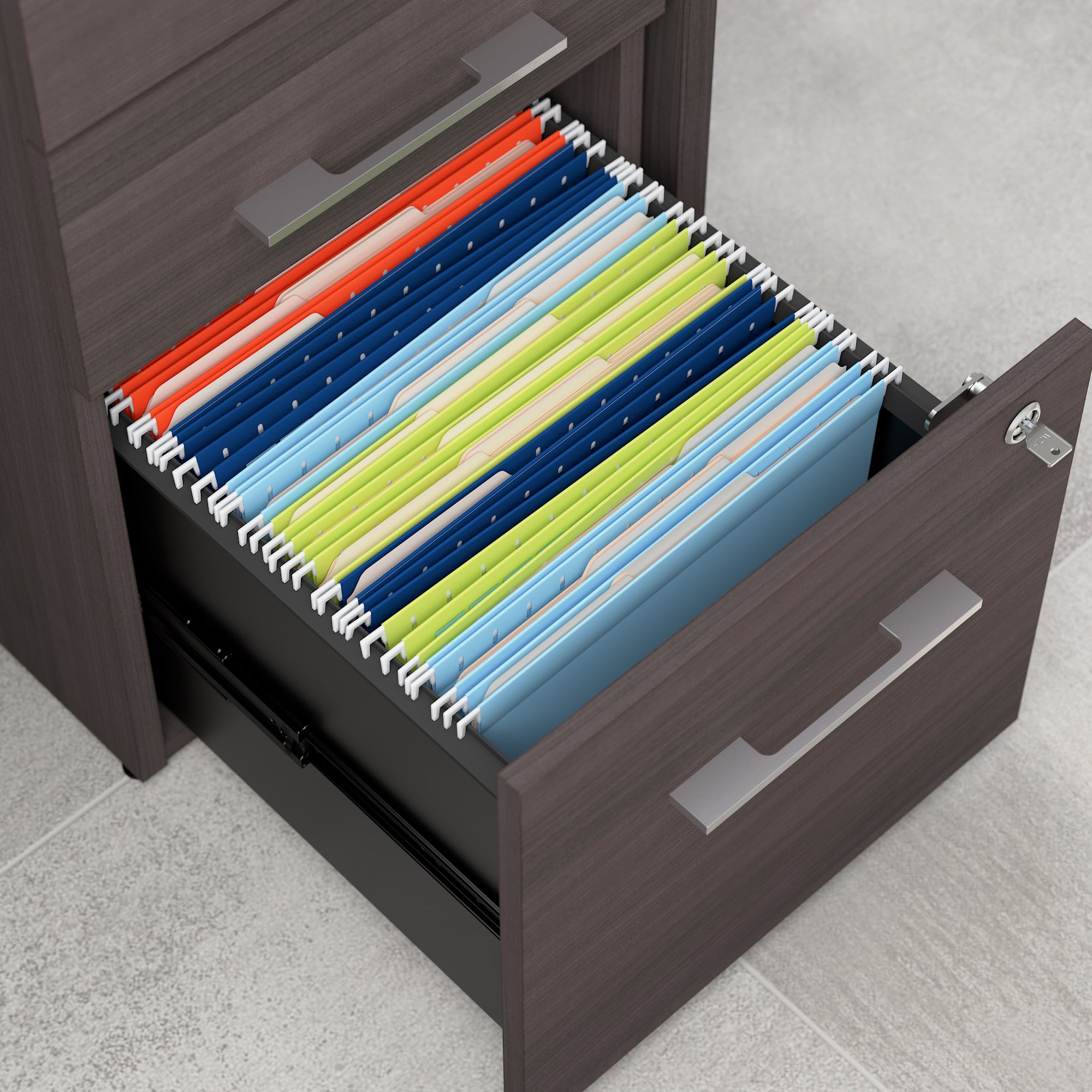 Bush Business Furniture Office 500 16W 3 Drawer File Cabinet in Storm Gray - Assembled - 15.75" Width x 20.35" Depth x 28.84" Height