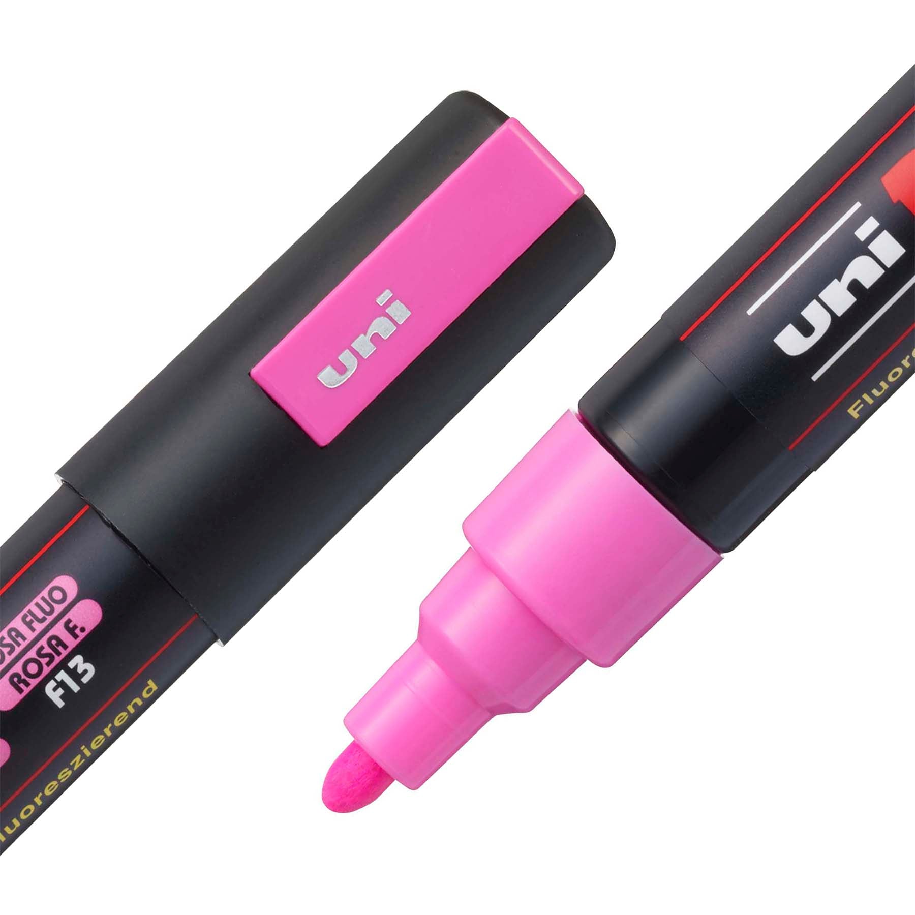 uni® POSCA PC-5M Water-Based Paint Markers, Reversible Medium Tip (1.8-2.5mm), Fluorescent Pink