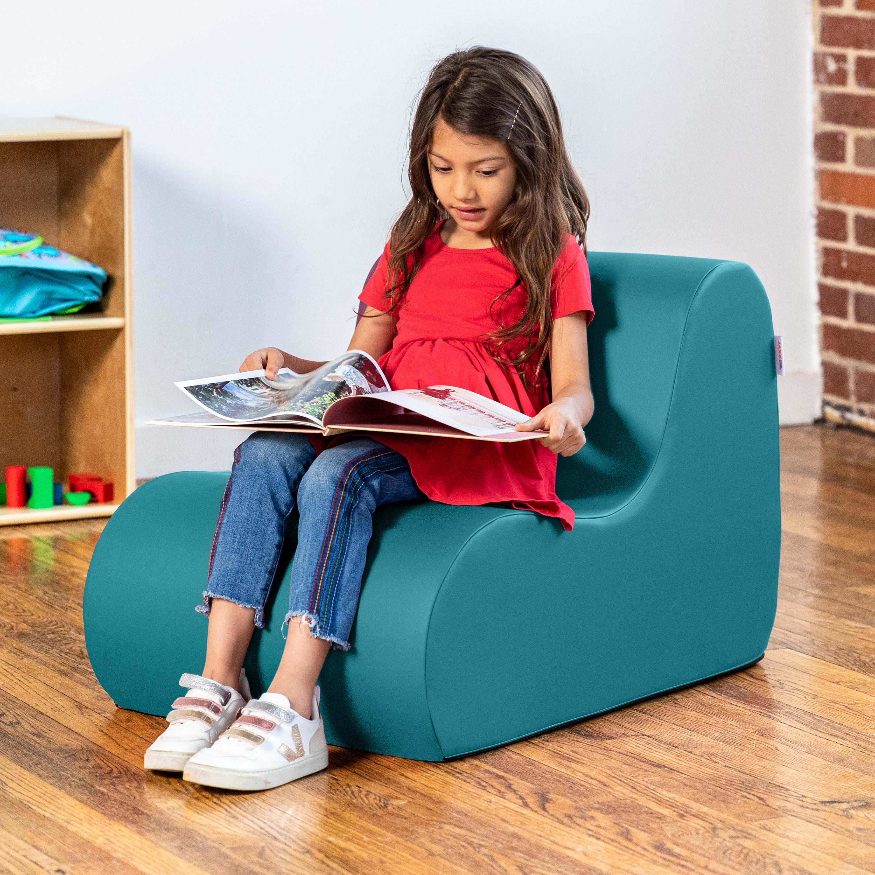 Jaxx Midtown Small Classroom Soft Foam Chair - Premium Vinyl Cover, Turquoise