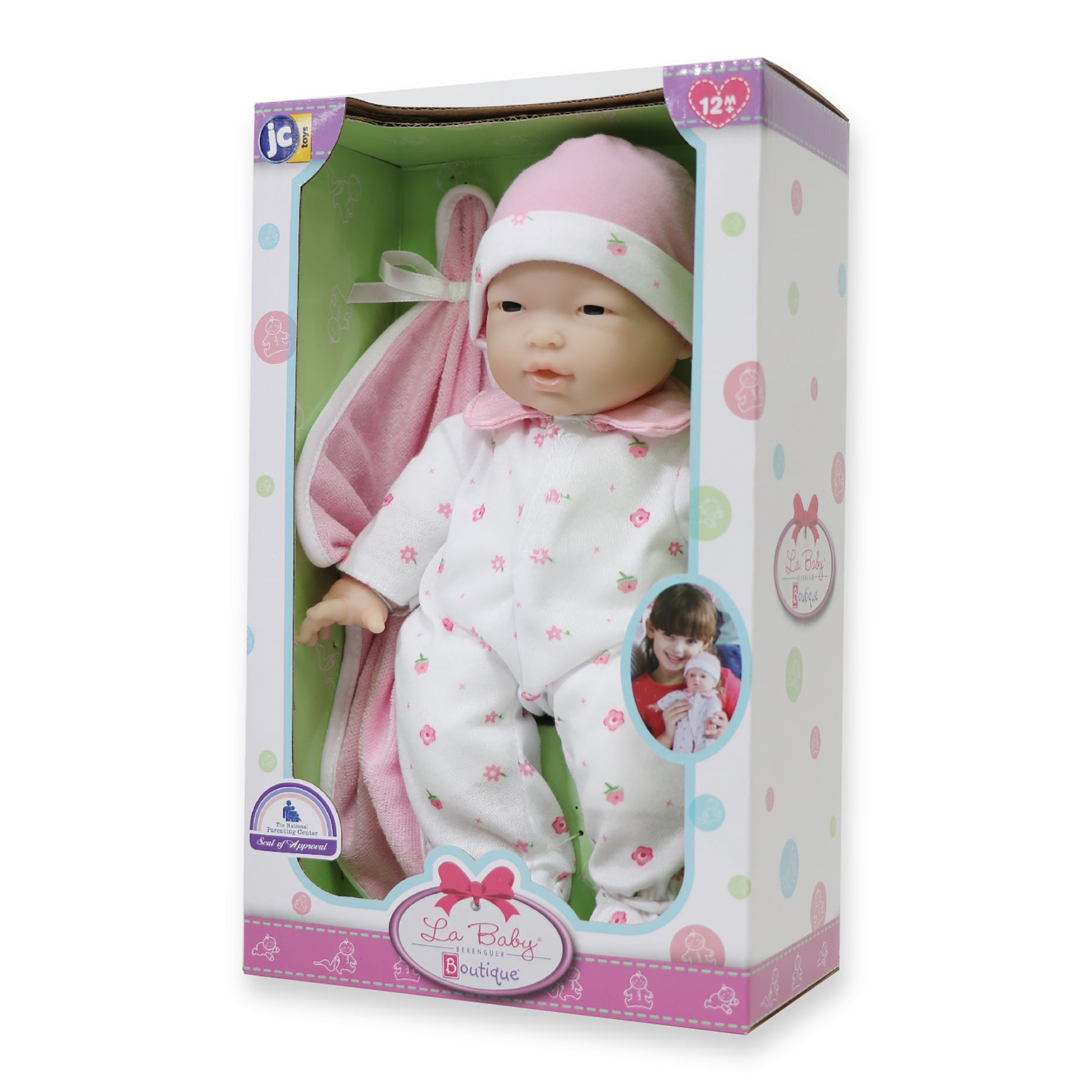 La Baby Soft 11" Baby Doll, Pink with Blanket, Asian