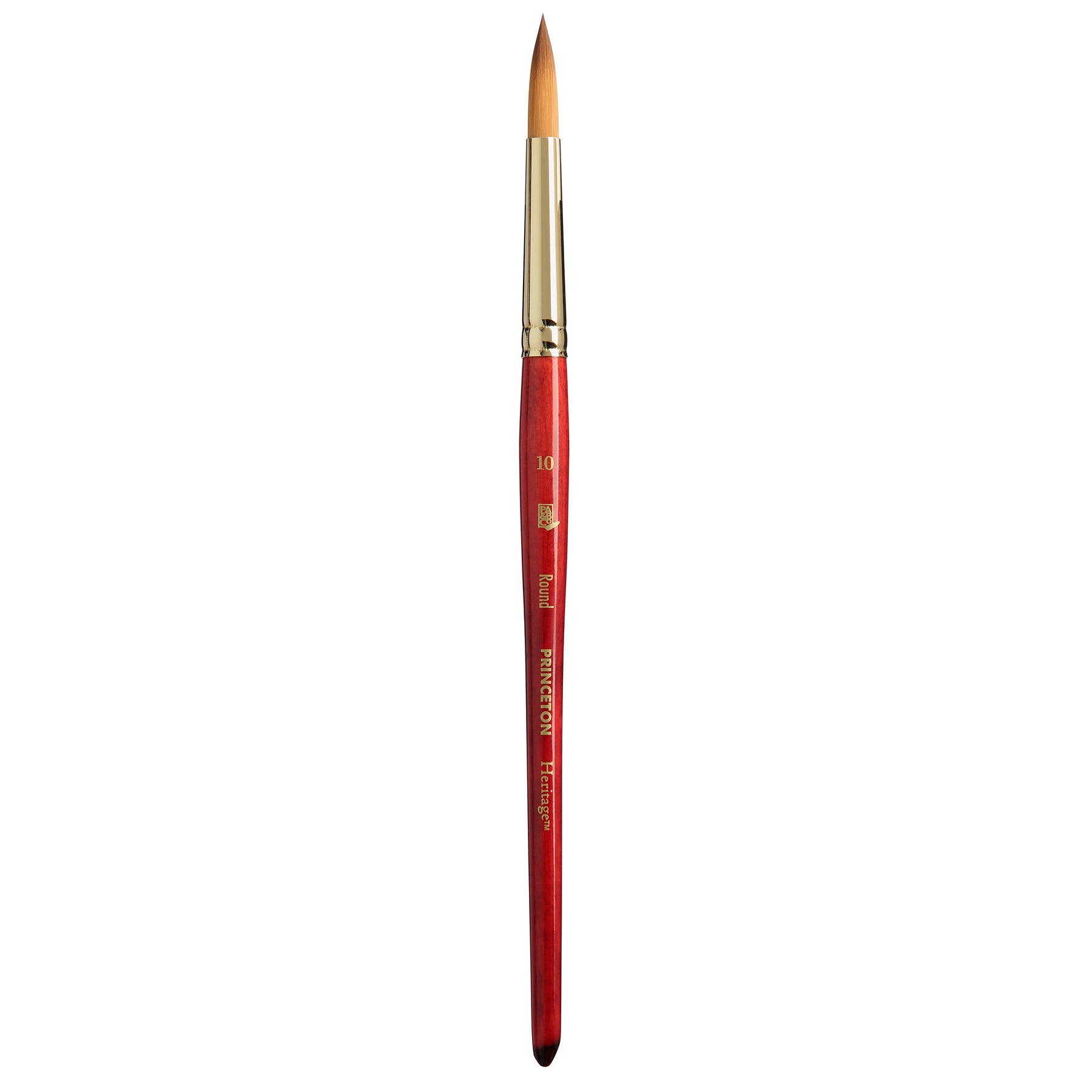 Heritage Round Brush, Synthetic Bristles, Short Handle Watercolor Paintbrush, Scarlet, Size 10, 1 Count