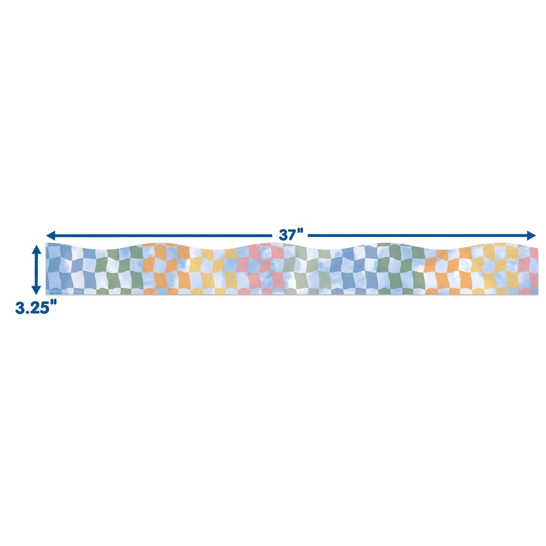 Rainbow Checkered Sky Extra Wide Deco Trim, 37 Feet
