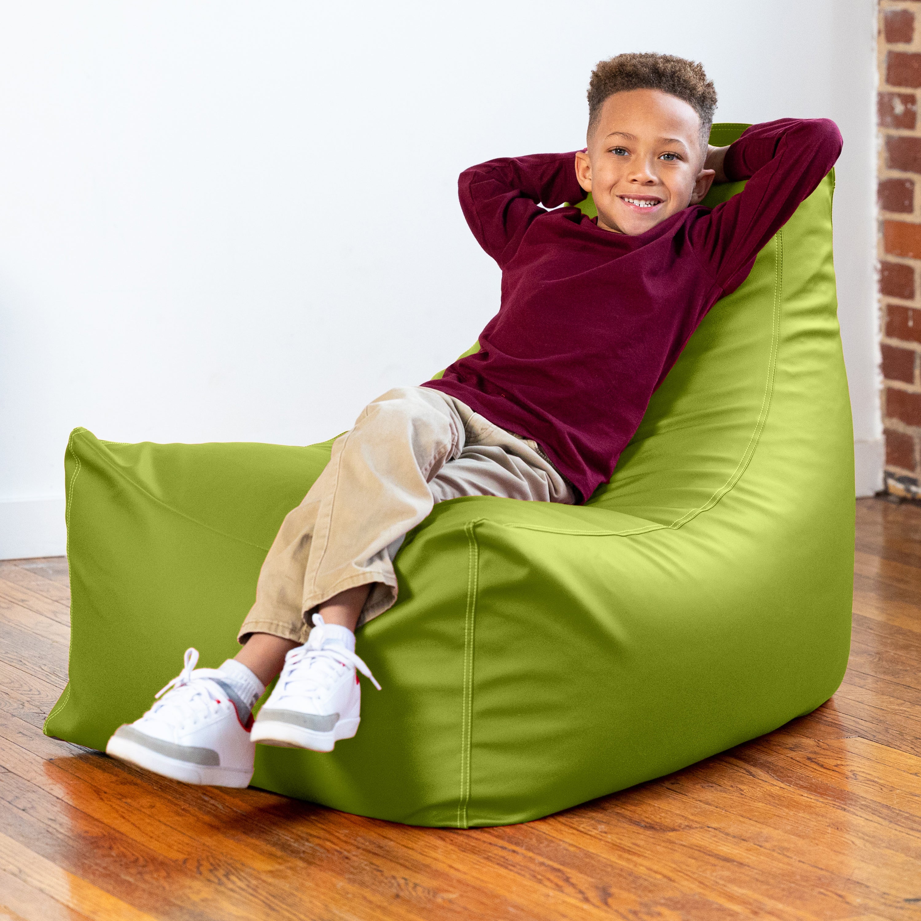 Jaxx Pezzi Premium Vinyl Classroom Bean Bag Chair, Green