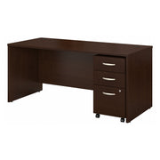 Bush Business Furniture Series C 66W x 30D Office Desk with Mobile File Cabinet in Mocha Cherry - 65.98" Width x 29.39" Depth x 29.8" Height