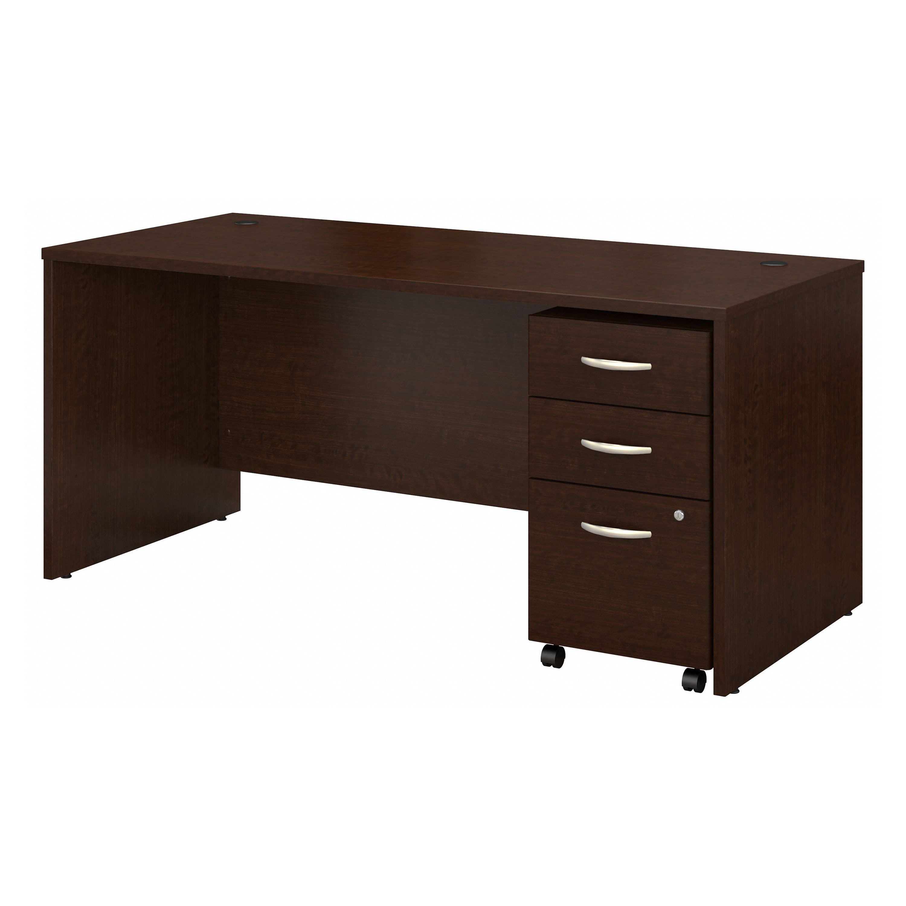 Bush Business Furniture Series C 66W x 30D Office Desk with Mobile File Cabinet in Mocha Cherry - 65.98" Width x 29.39" Depth x 29.8" Height