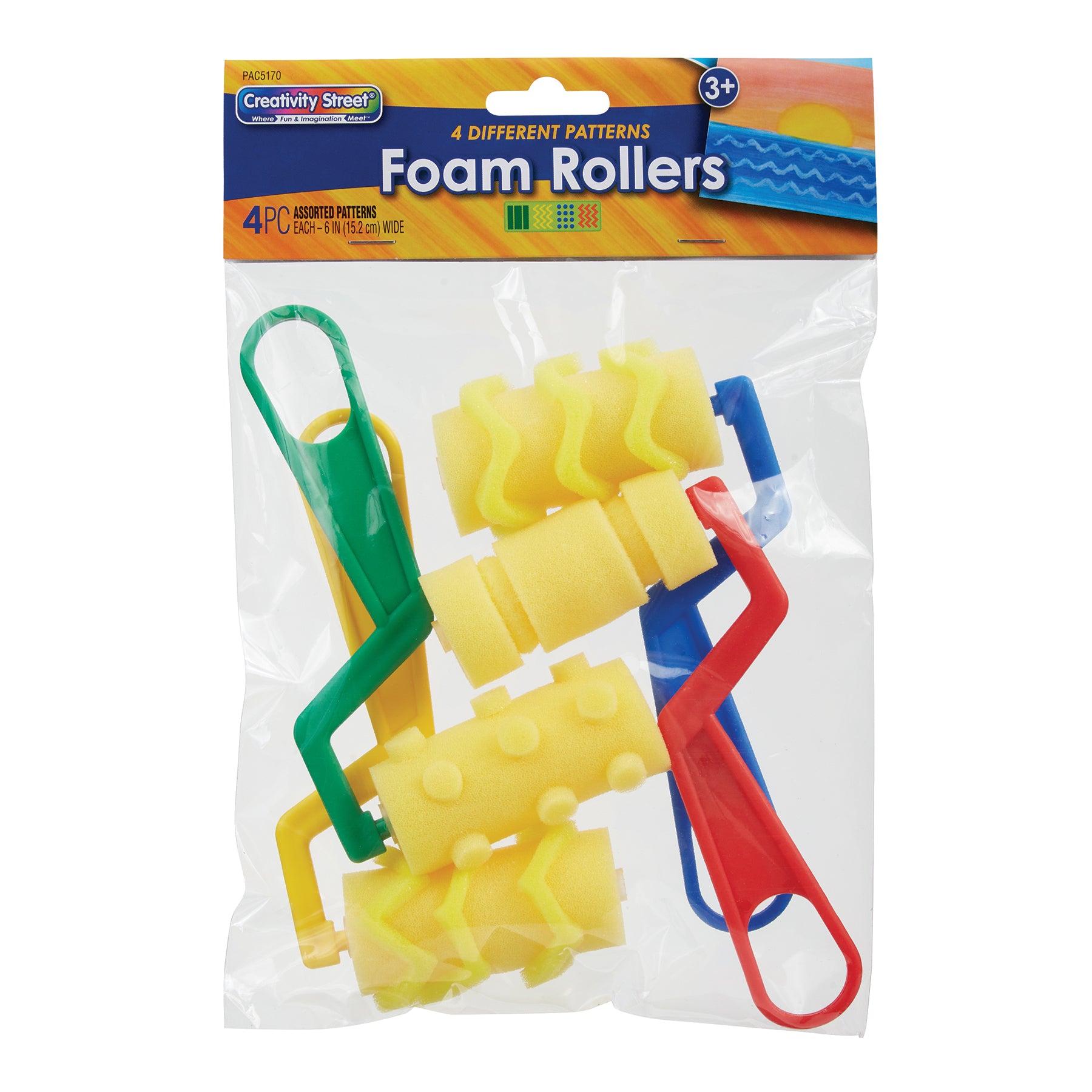 Foam Rollers, 4 Patterns, 4 Per Pack, 2 Packs
