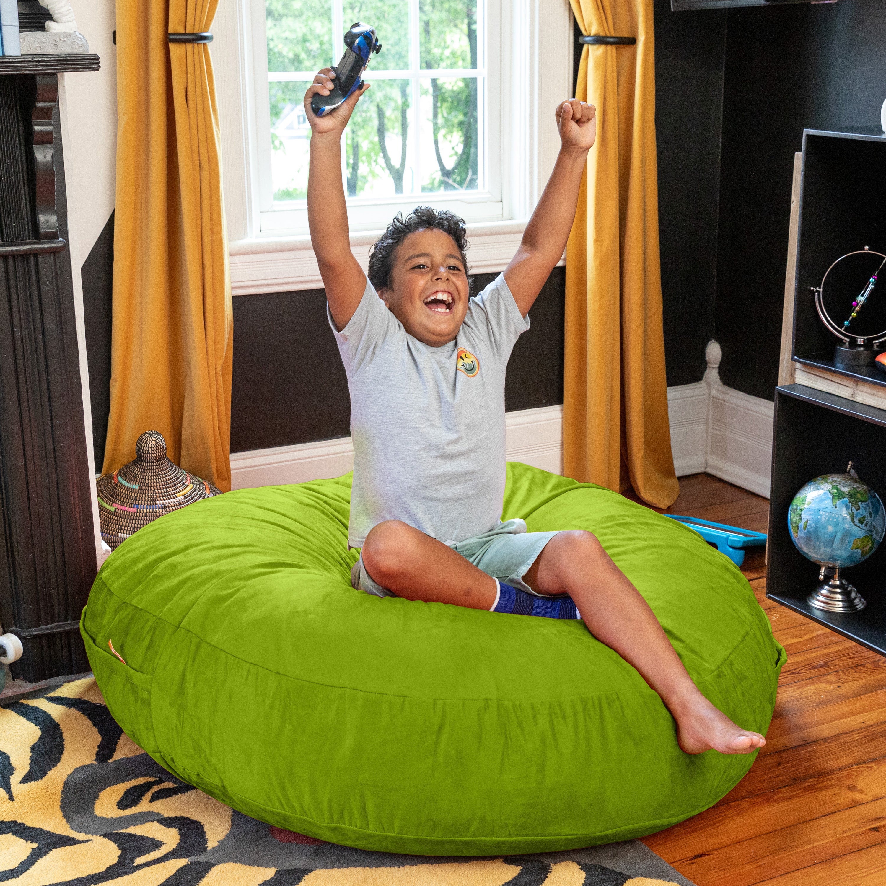 Jaxx Cocoon 4 Foot Bean Bag Chair and Crash Pad, Lime