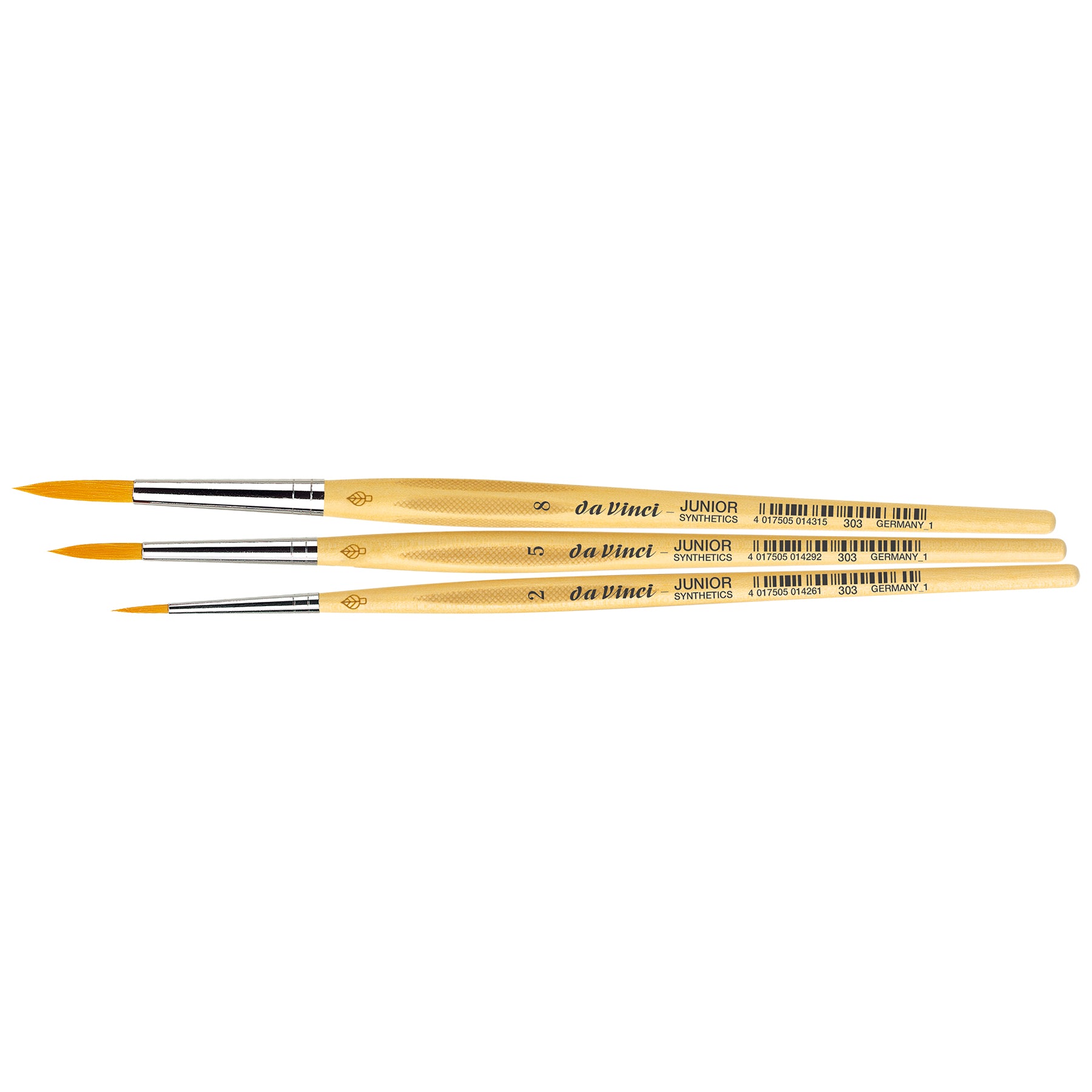 JUNIOR Synthetics Student Brushes, Synthetic, Acrylic & Tempera, Round, Series 303, Assorted Sizes, 3 Brush Set