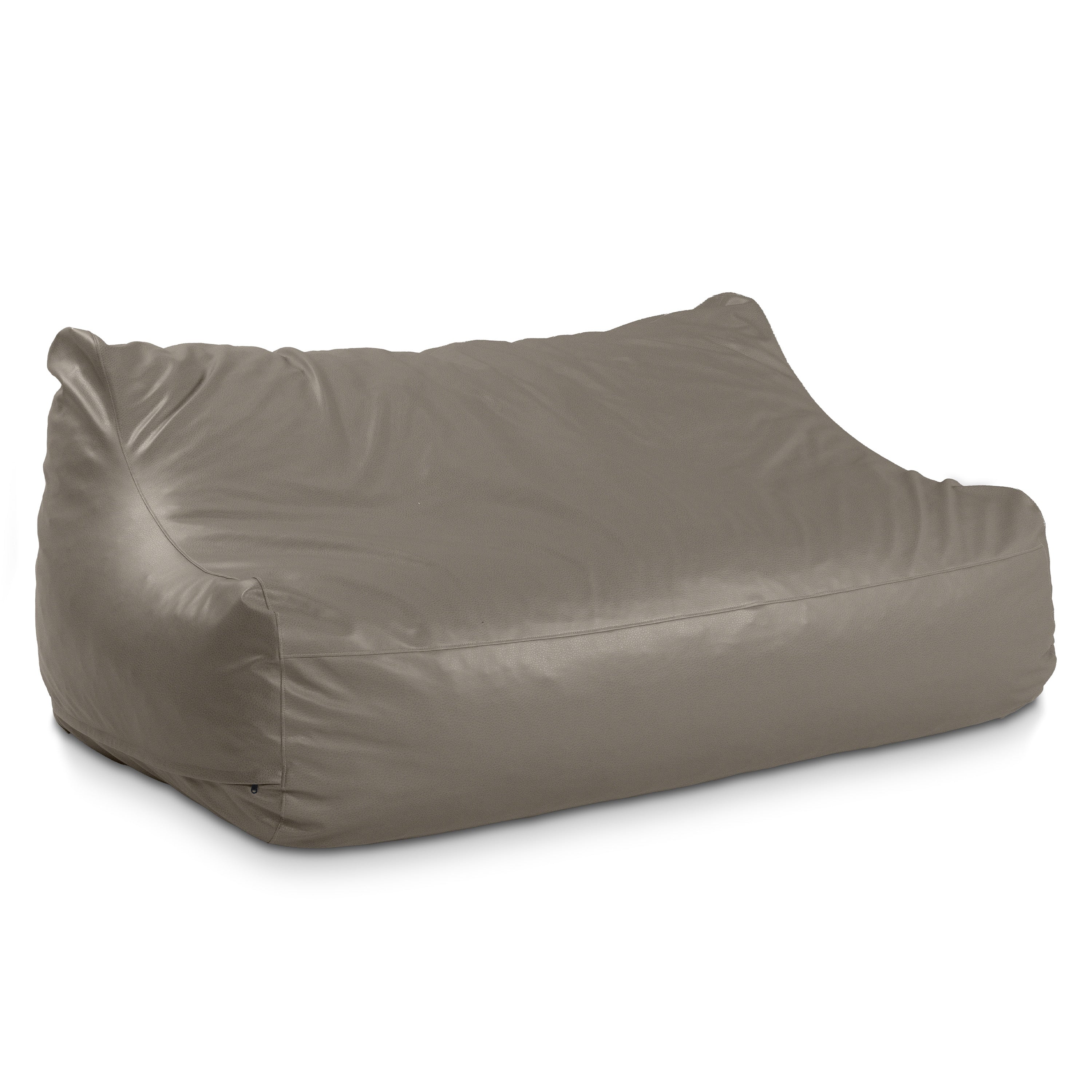 Atrium Collection Lozia Loveseat - Large Foam Bean Bag Sofa for Home Theaters, Offices, Schools, Reception & Waiting Rooms - Faux-Leather - Gun Metal