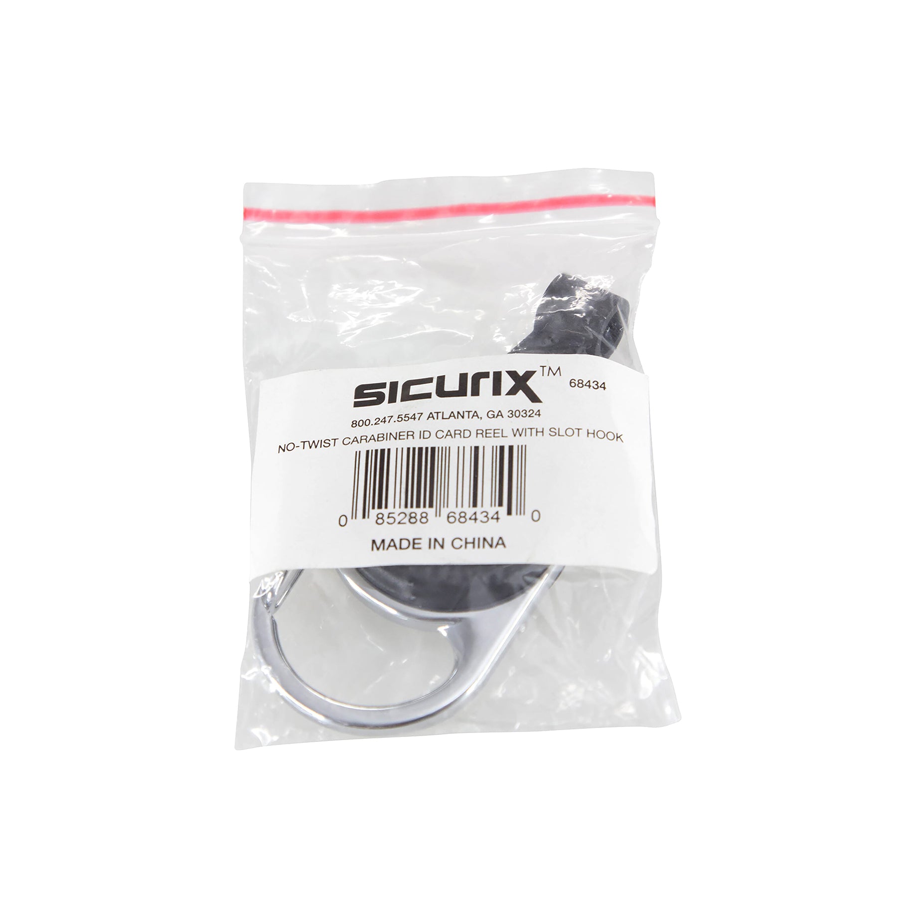 No-Twist Carabiner ID Card Reel with Slot Hook, Black