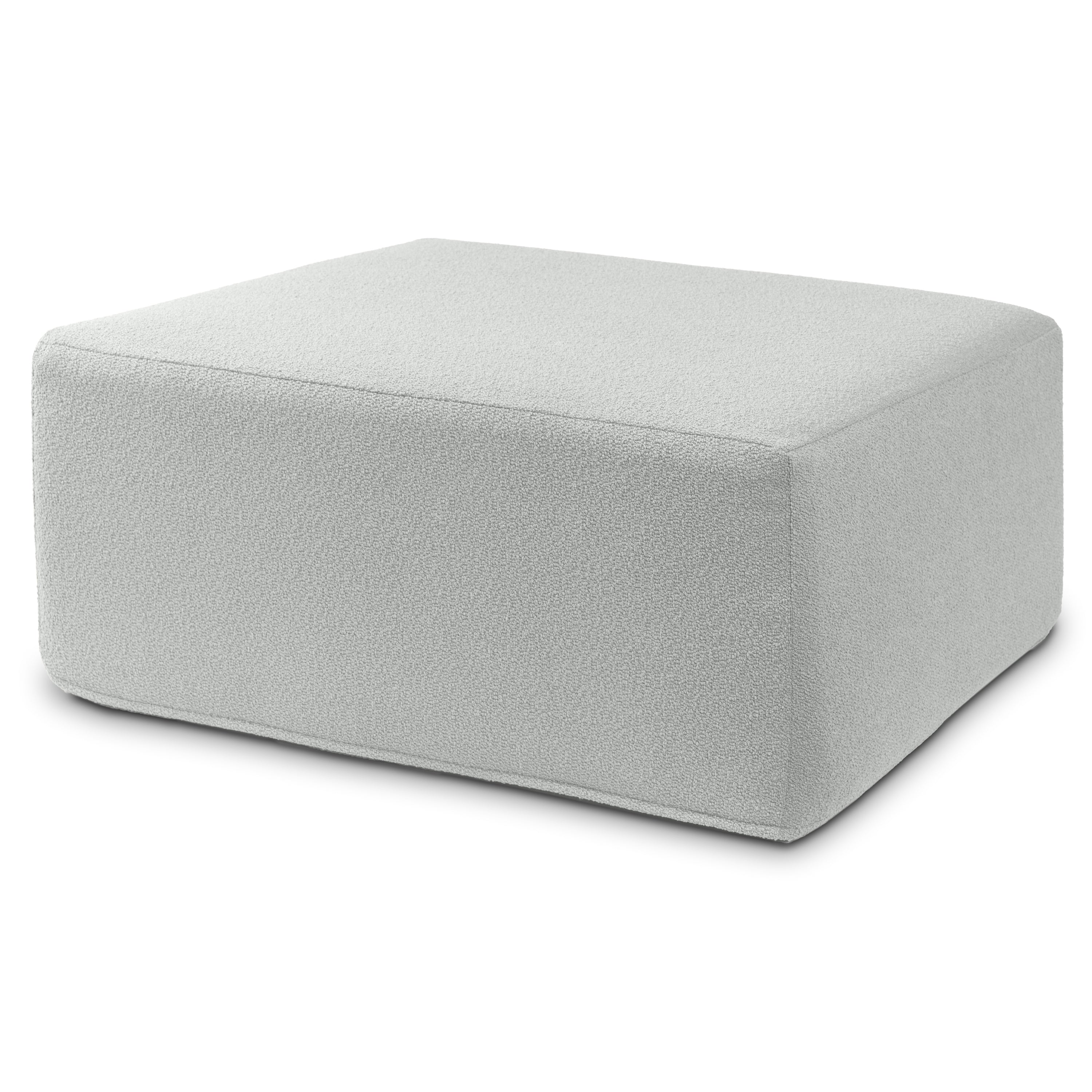 Jaxx Fairlie Couch Ottoman - Oversized Square Foam Coffee Table Ottoman, 36", Luxe Boucle, Boucle Silver