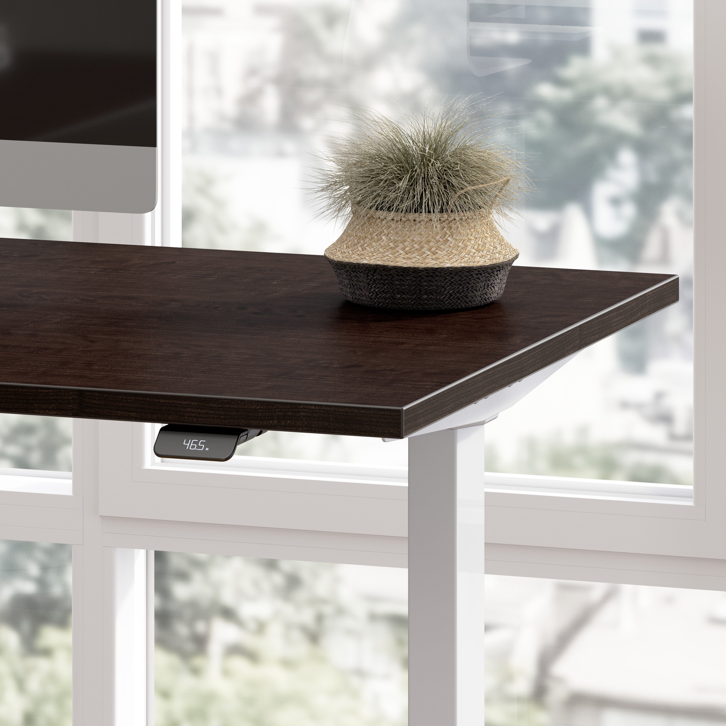 Bush Business Furniture Move 60 Series 72W x 30D Electric Height Adjustable Standing Desk in Mocha Cherry with Metallic Gray Base - 71.02" Width x 29.37" Depth x 47.69" Height