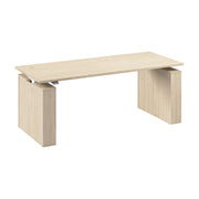 Bush Business Furniture Stratus&nbsp;72W x&nbsp;30D Electric Height Adjustable Standing Desk in Natural Elm with White Base - 71.02" Width x 29.37" Depth x 27.44" Height