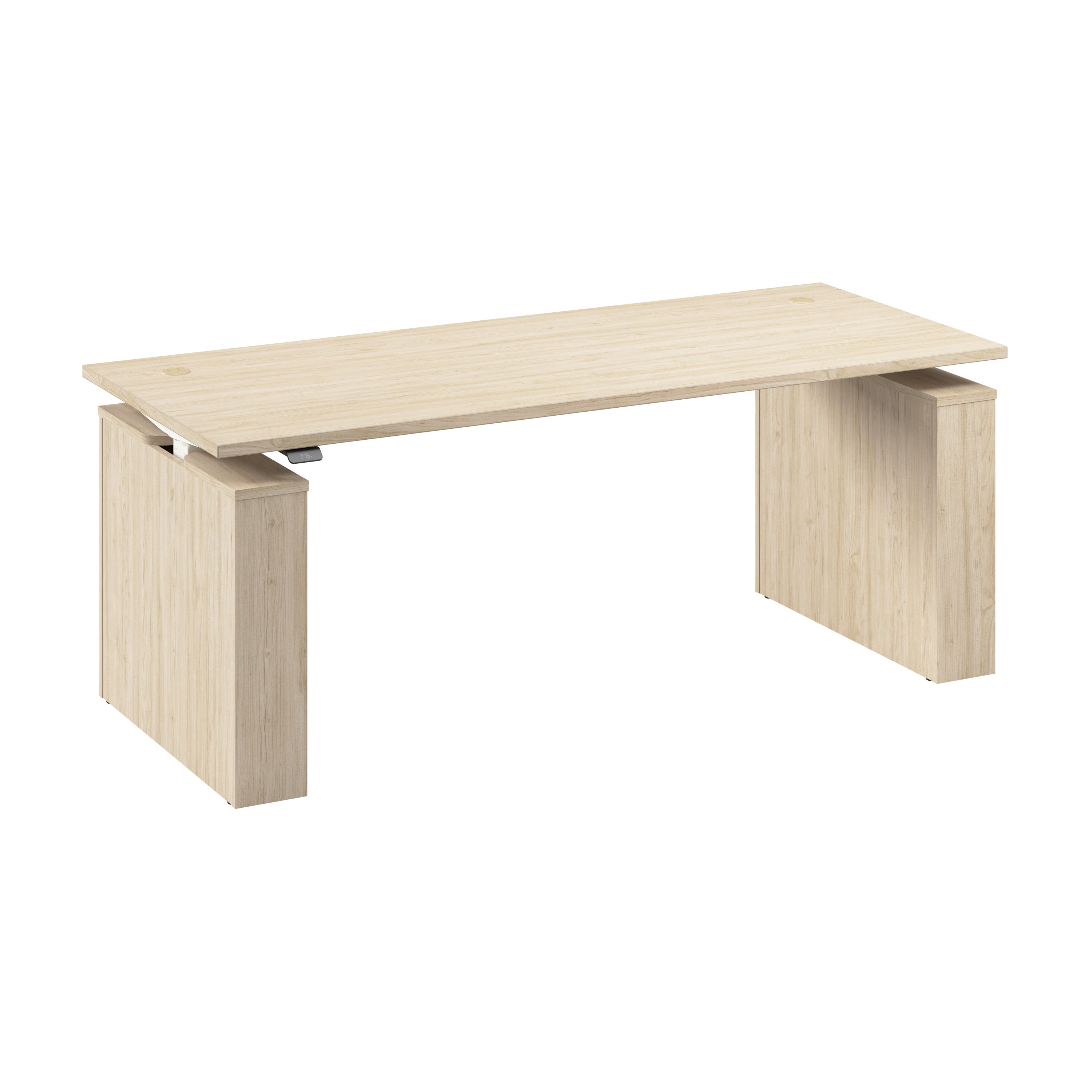 Bush Business Furniture Stratus&nbsp;72W x&nbsp;30D Electric Height Adjustable Standing Desk in Natural Elm with White Base - 71.02" Width x 29.37" Depth x 27.44" Height