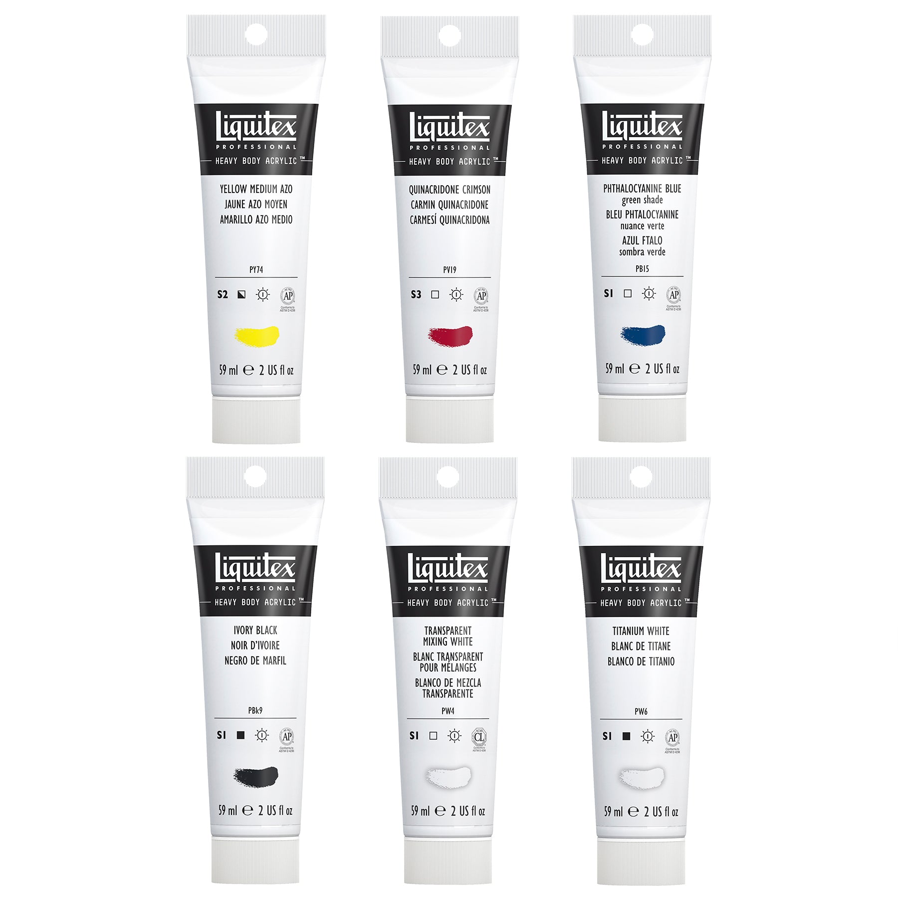 Heavy Body Color - Mixing 6 x 59ml Primary Color Set