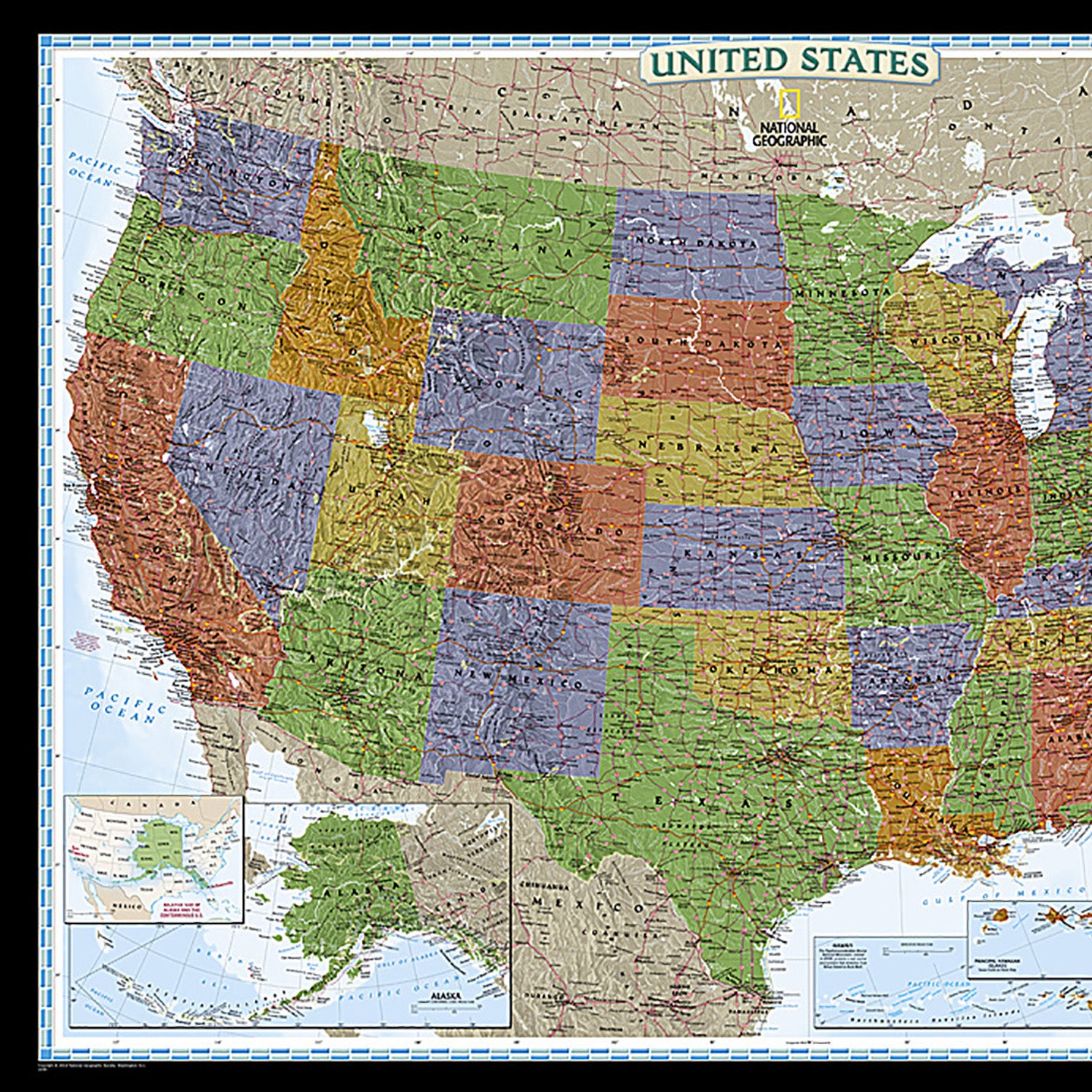 United States Decorator Map, Laminated, 43.5" x 30.5"