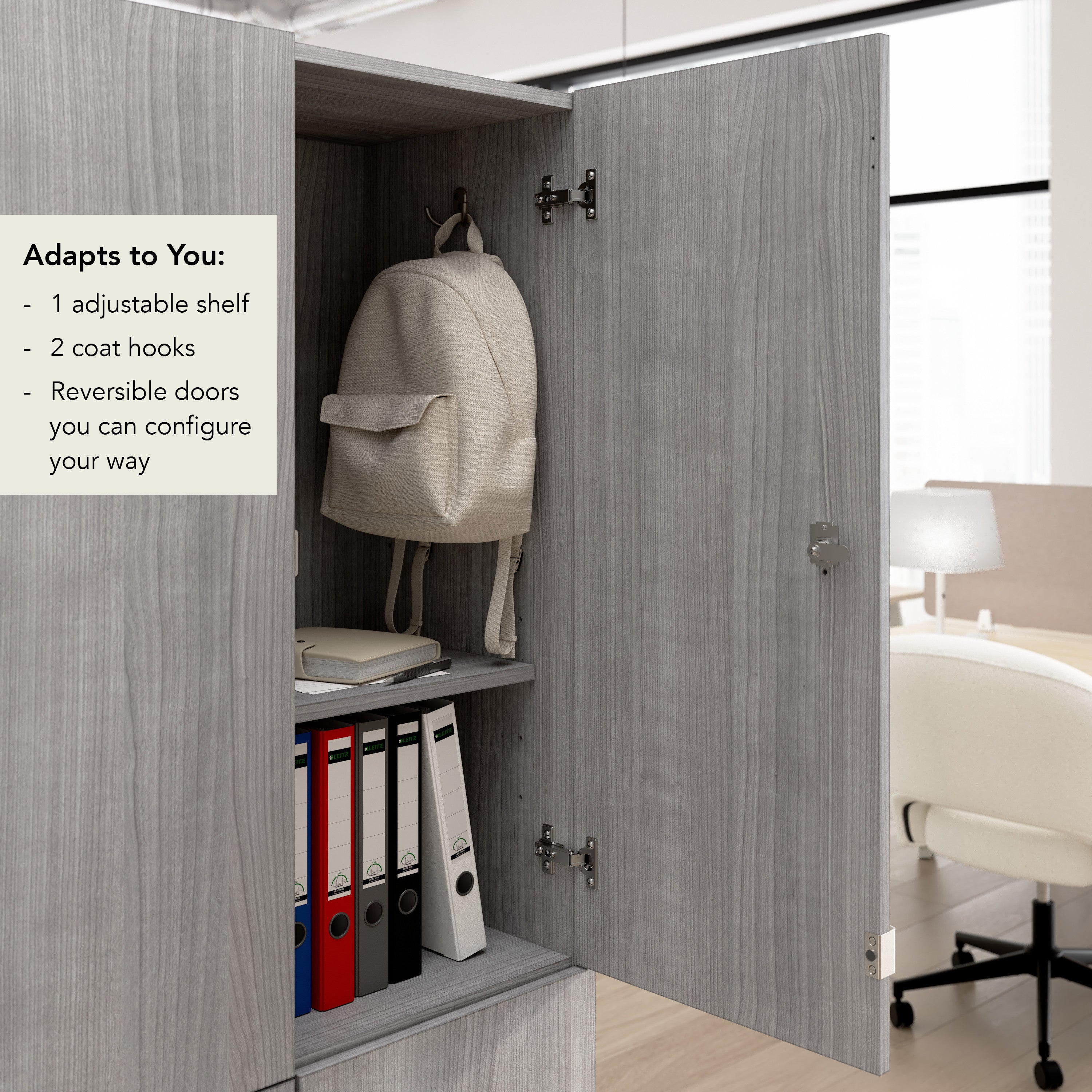 Bush Business Furniture Assure Two Tier 4 Door Storage Lockers with Keypad Locks in Platinum Gray - 29.76" Width x 15.35" Depth x 72.15" Height
