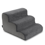 Jaxx Dubb Dog Steps - Supportive Pet Stairs for Improved Mobility and Spine Pressure Relief - Machine Washable Covers with Teddy Sherpa Top – Perfect Height for Small Dogs - 3 Stairs, Grey & Charcoal
