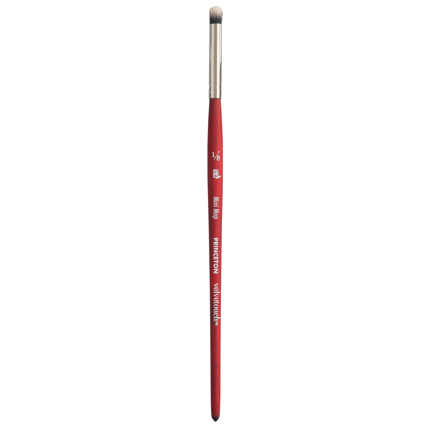 Velvetouch Mini Mop Brush, Synthetic Bristles, Short Handle Mixed Media Paintbrush, Scarlet, Size 1/8 inch, 1 Count