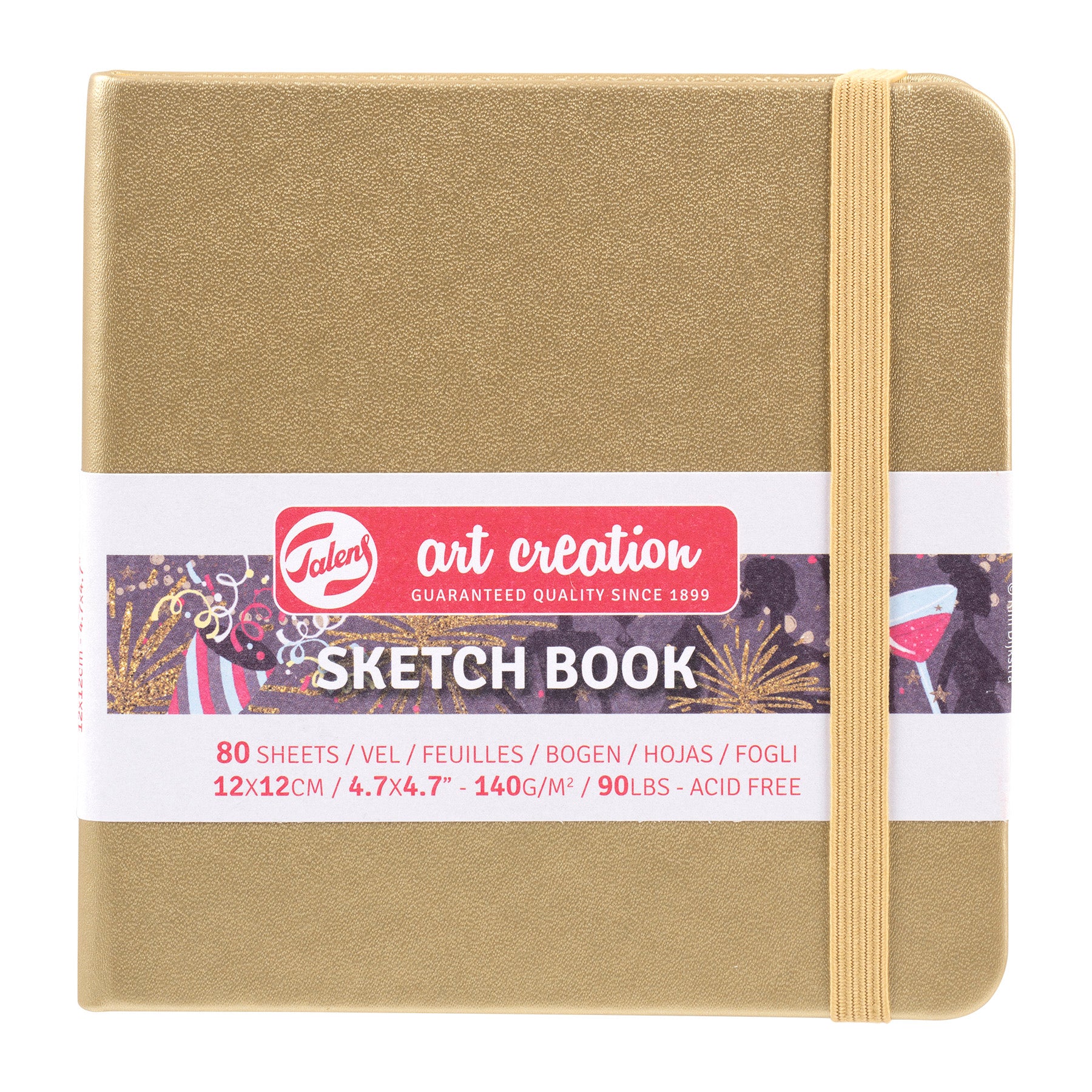 Sketchbook, 80 Sheets, 90lbs, White Gold Cover, 4.7" x 4.7"