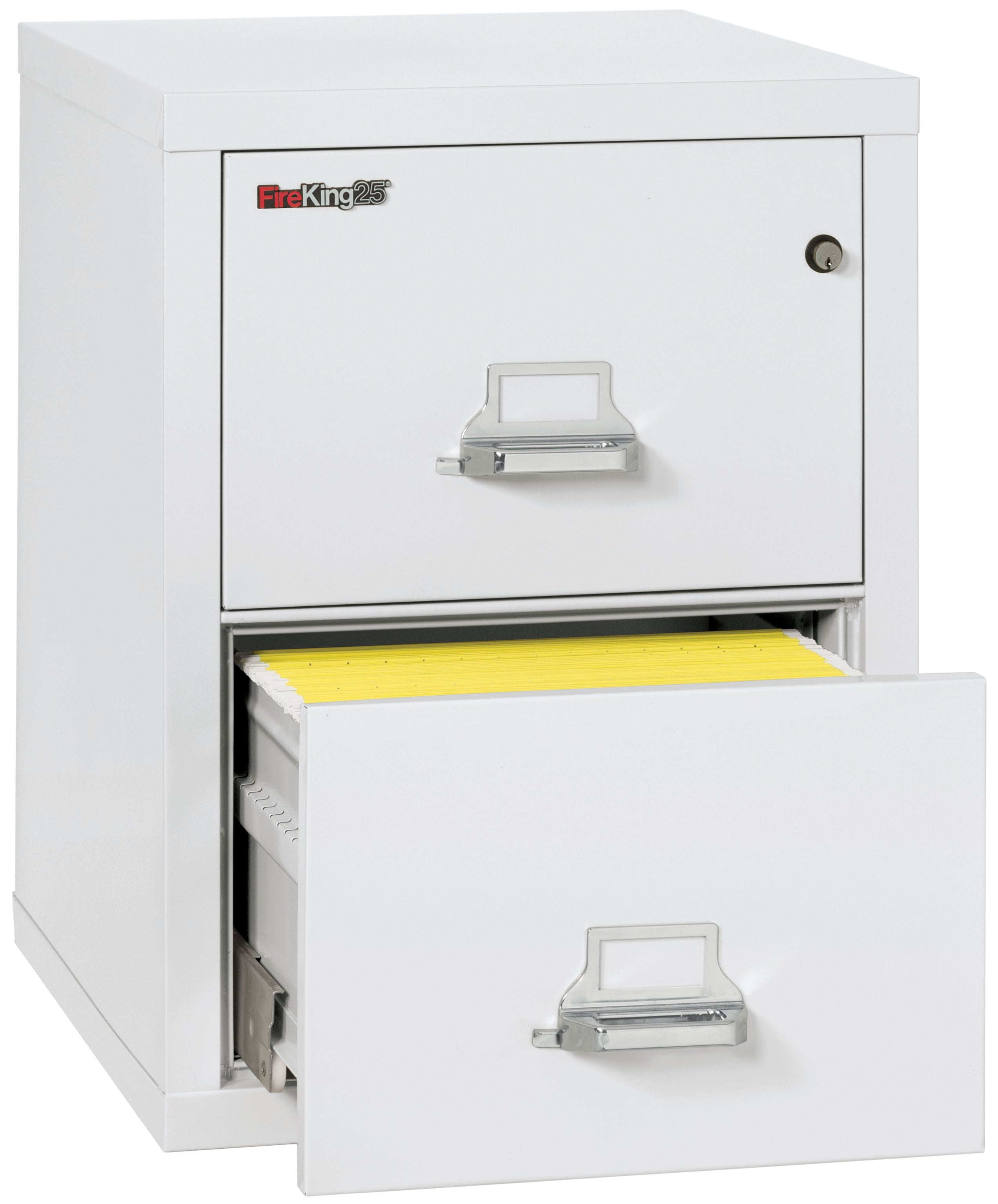 1 Hour Fire Resistant File Cabinet - 2 Drawer Letter 25" depth (Arctic White)