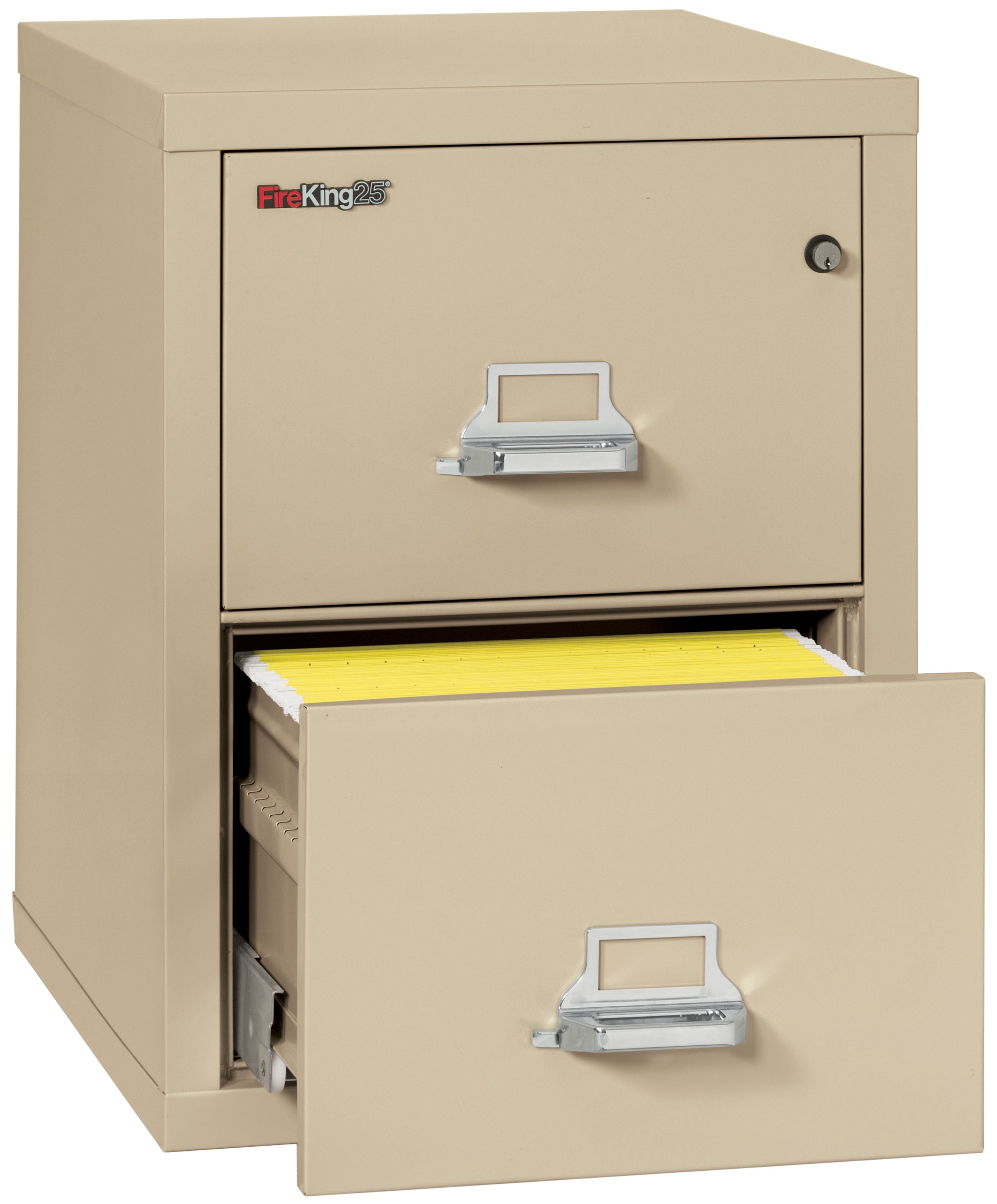 1 Hour Fire Resistant File Cabinet - 2 Drawer Letter 25" depth (Parchment)