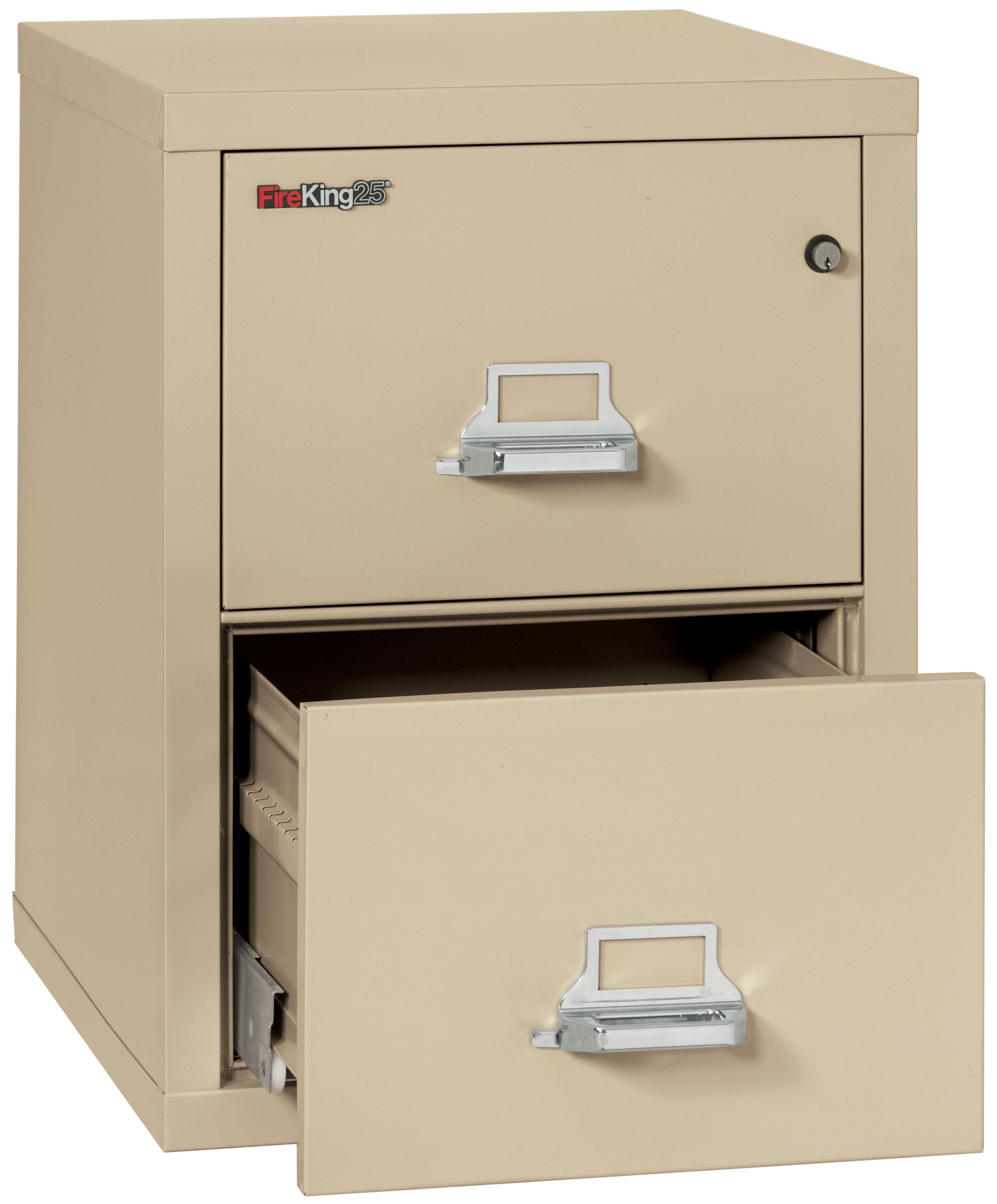 1 Hour Fire Resistant File Cabinet - 2 Drawer Letter 25" depth (Parchment)