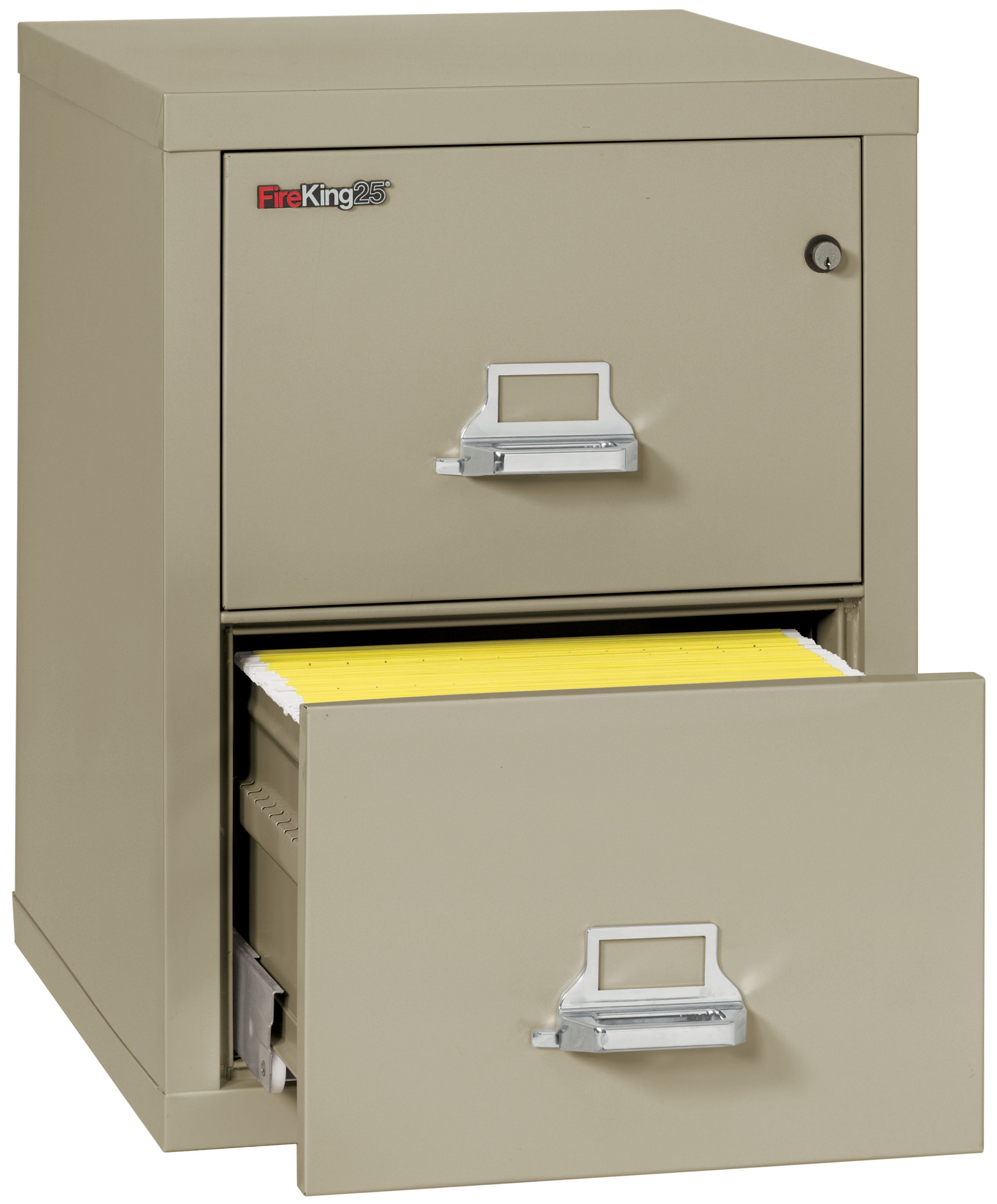 1 Hour Fire Resistant File Cabinet - 2 Drawer Letter 25" depth (Pewter)