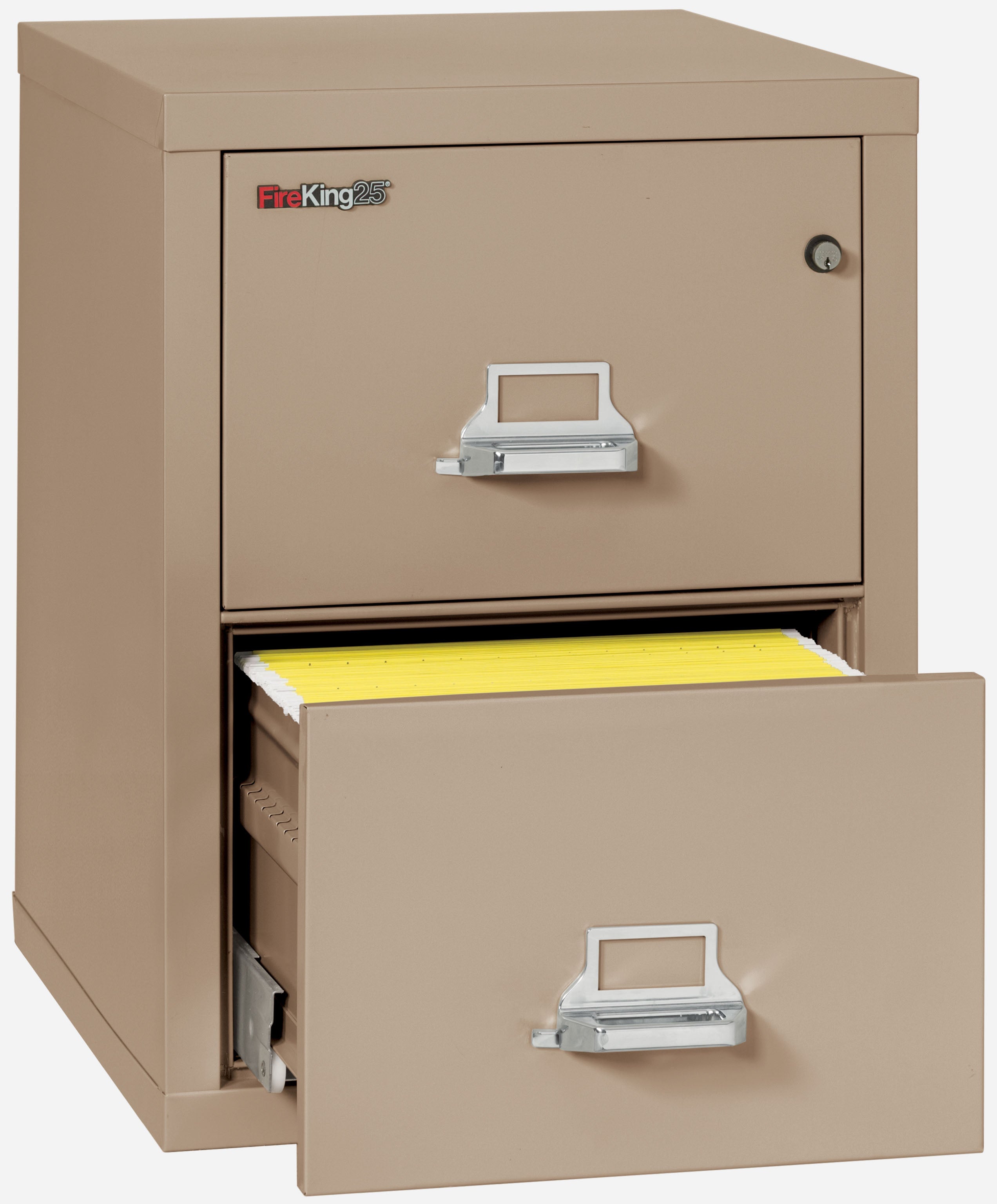 1 Hour Fire Resistant File Cabinet - 2 Drawer Letter 25" depth (Taupe)