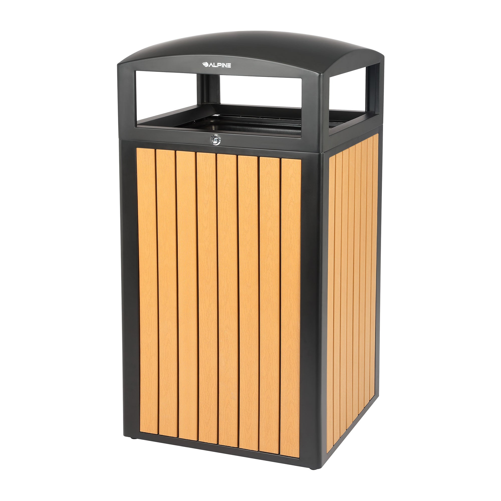 40-Gallon Outdoor Trash Container with Slatted Recycled Plastic Panels - Cedar